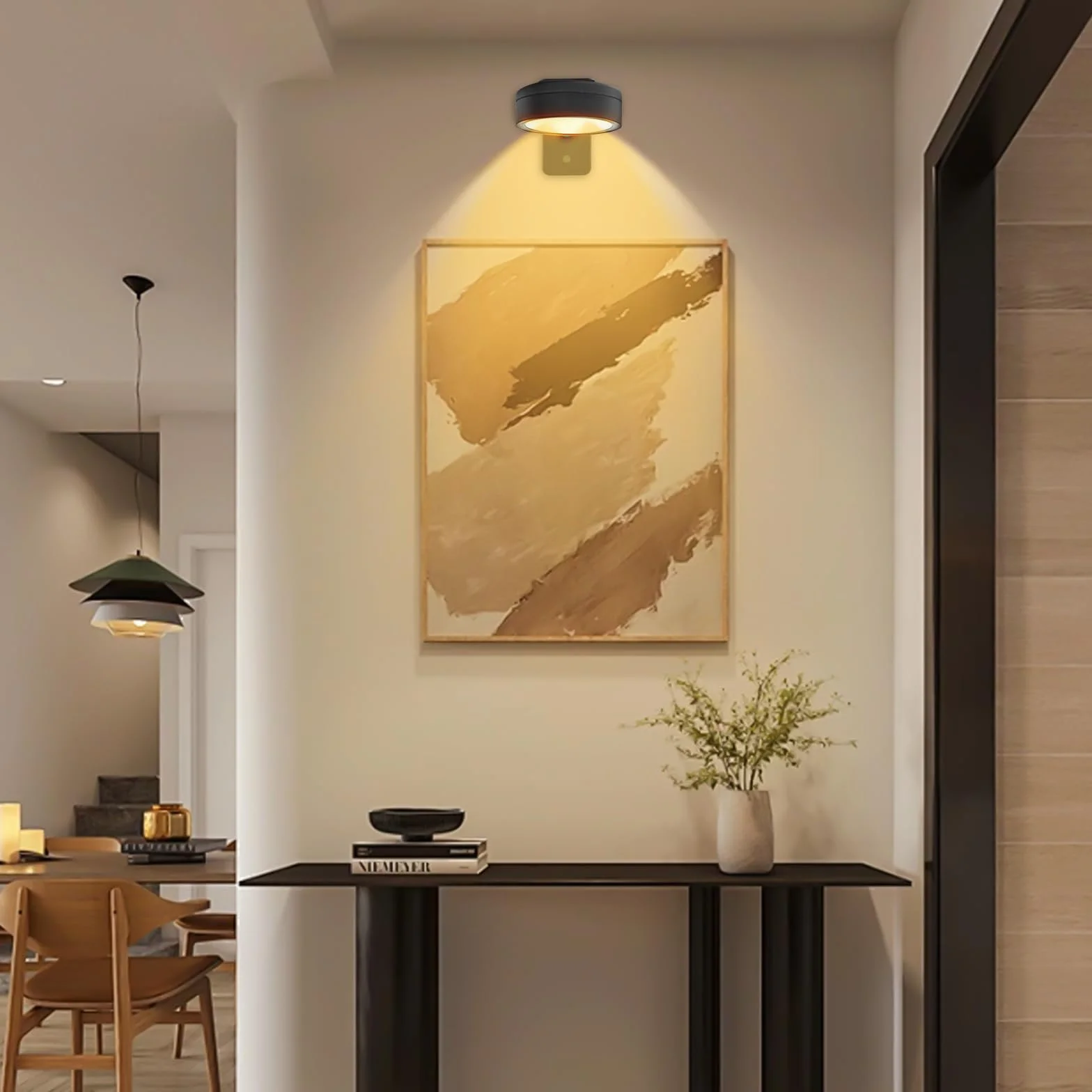 GOMETY Zestaw 4 lamp ściennych z pilotem zdalnego sterowania, lampa ścienna LED, 3 tryby kolorów, możliwość ściemniania, ramka na zdjęcia, magnetyczne oświetlenie witryny