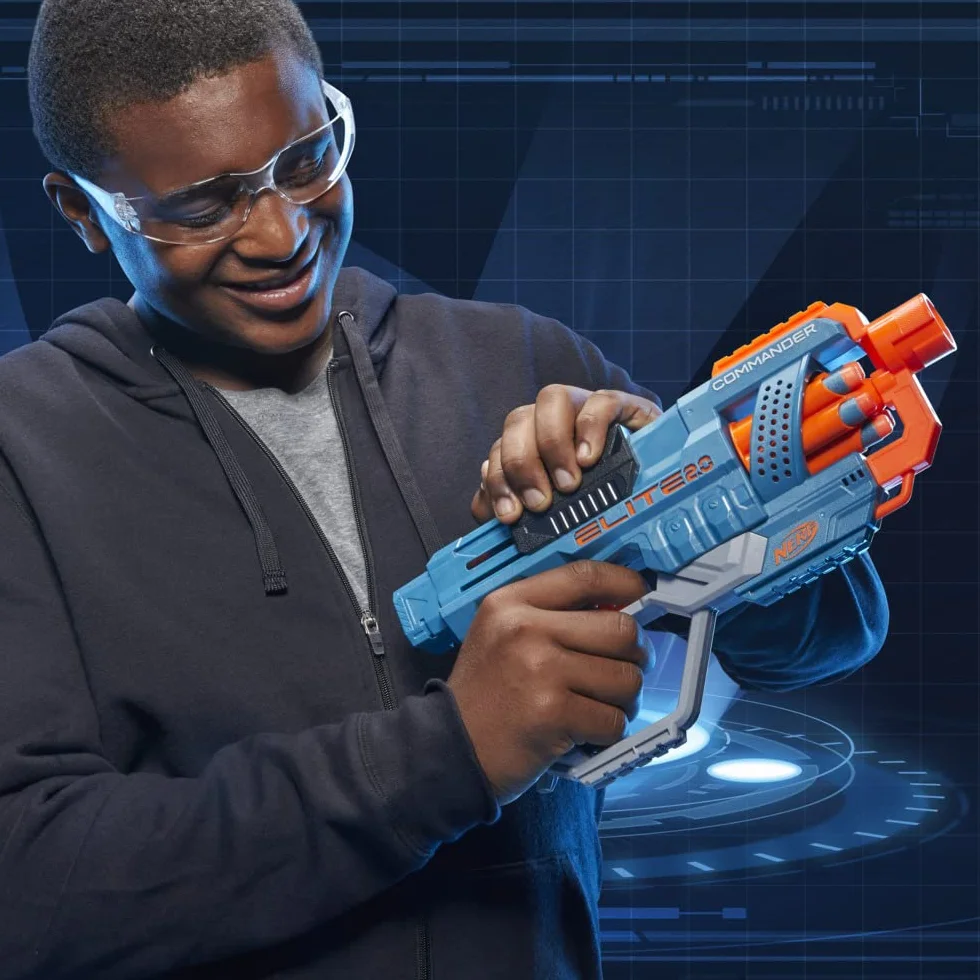 Nerf Commander Rc-6 Nerf Wyrzutnia Strzałek, Niebieski/Pomarańczowy, Od 8 lat