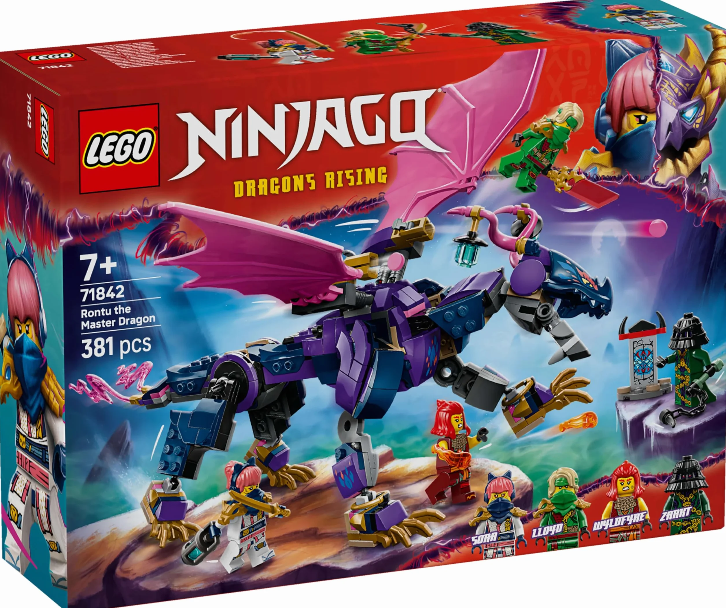 LEGO NINJAGO Smoczy mistrz Rontu, zestaw konstrukcyjny dla 7-latka, zabawka dla dziecka z czterema minifigurkami, w tym Lloydem, pomysł na prezent dla chłopca i dziewczynki, fana ninja i smoków 71842