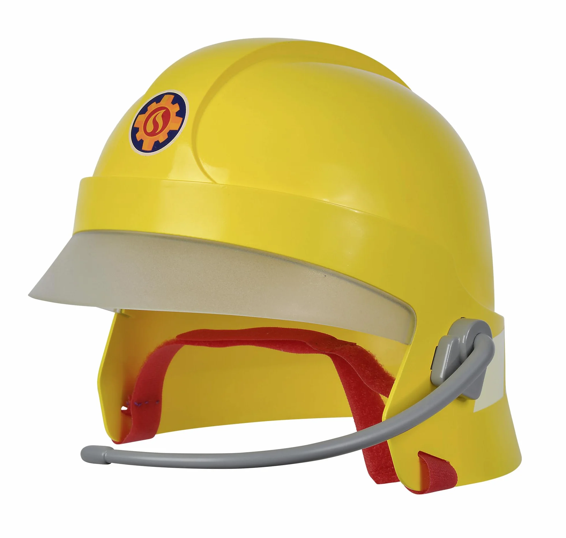 SIMBA 109252596 kask strażaka Sam, parasol i naklejka świecą w ciemności, z mikrofonem, wkładkami piankowymi wewnątrz, od 3 lat, czerwony