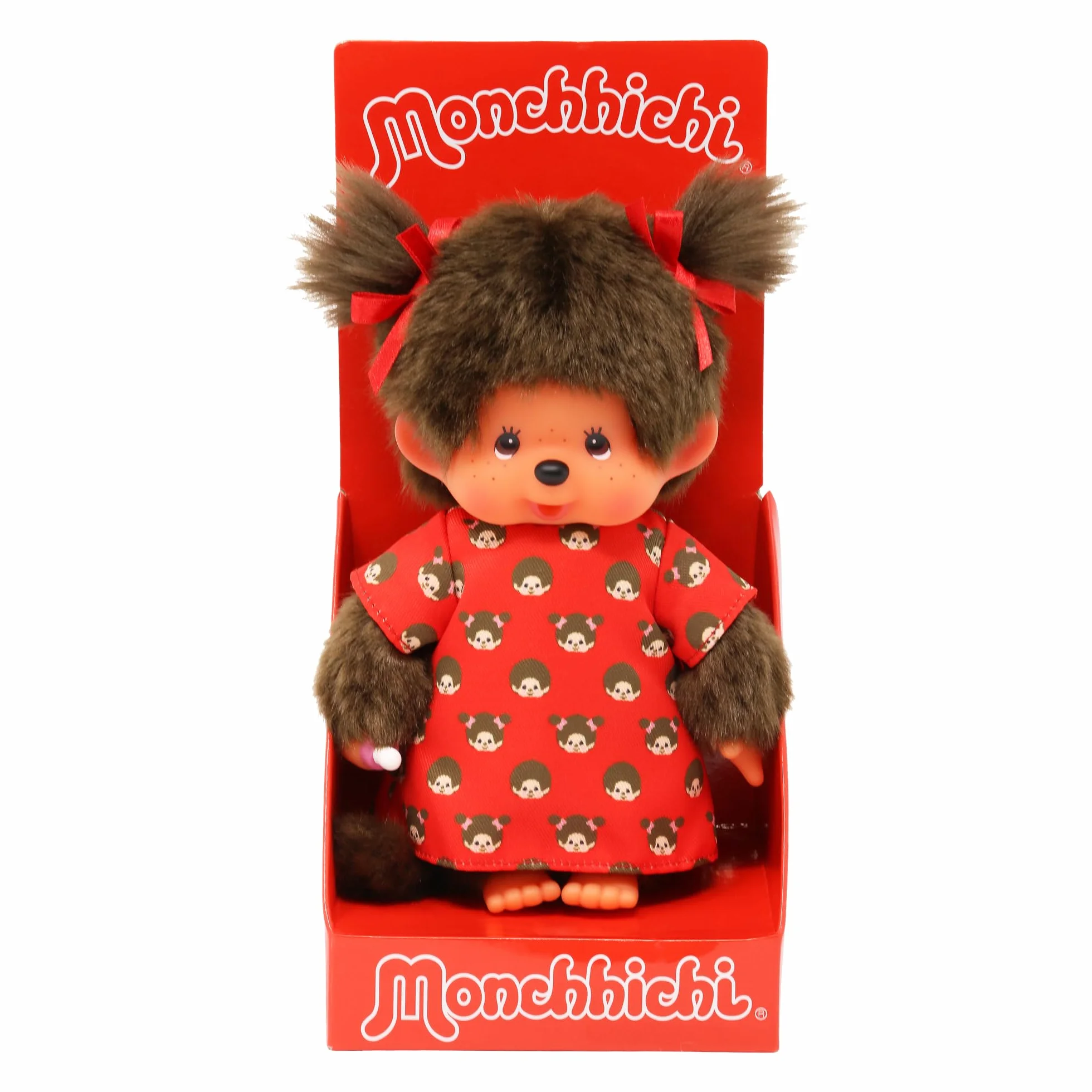 Sekiguchi Monchhichi 221295 Oryginalna Dziewczynka Pluszowa Figurka 20 cm Brązowy Plusz