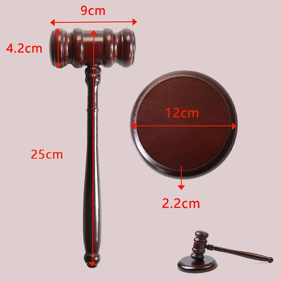 Młot aukcyjny z drewna, drewniany młot Richter z cokołem, drewniany gavel, drewniany młotek dla sędziów, prawników, sprzedaży aukcyjnej, odgrywania ról dla dzieci i prezentów