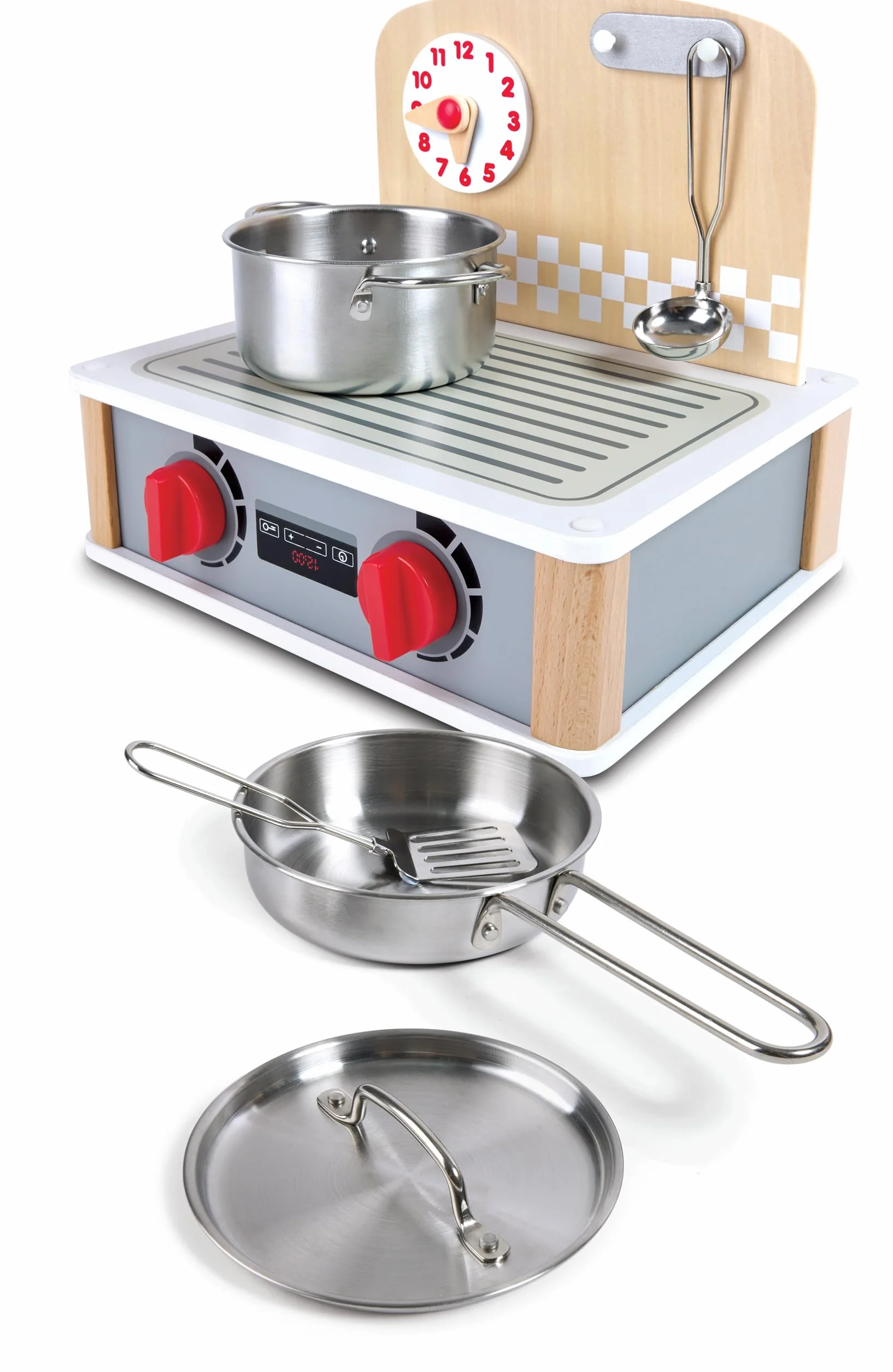 Hape 2-in-1 Kitchen & Grill Set, Pretend Play Realistic Role Play Cooking Toy Playset for Kids