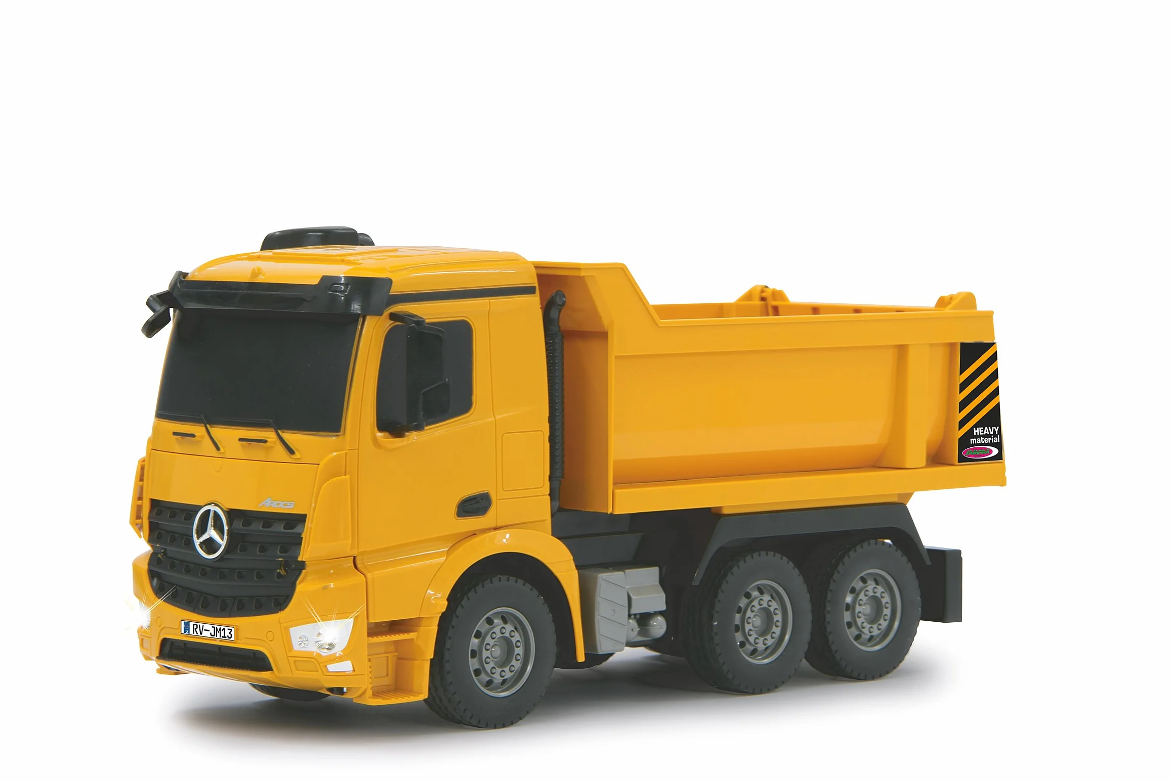 JAMARA 405108 – wywrotka Mercedes Arocs 1:26 2,4 G – wgłębienie uchylne w górę/w dół, światło z przodu, profilowane gumowe opony