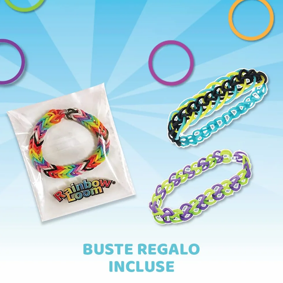 Rainbow Loom Bandai Loomi-Pal Mega Combo, urządzenie do tworzenia biżuterii, rękodzieło, do samodzielnego wykonania bransoletek, pakiety gumowych krosów, zestaw dla chłopców i dziewcząt, akcesoria z
