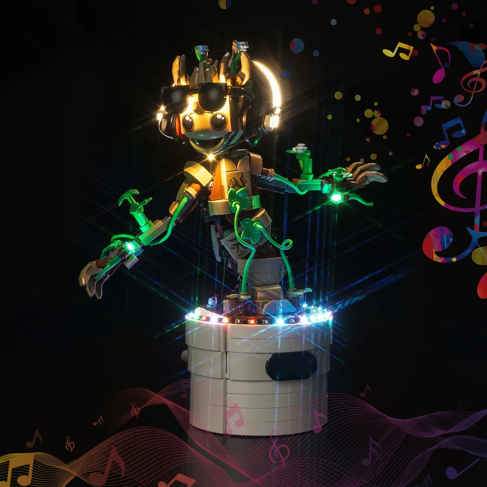 Music Version zestaw oświetleniowy kompatybilny z Lego Dancing Groot 76297 (nie jest to model), zestaw oświetleniowy LED, kompatybilny z Lego 76297 Dancing Groot, kreatywna zabawka