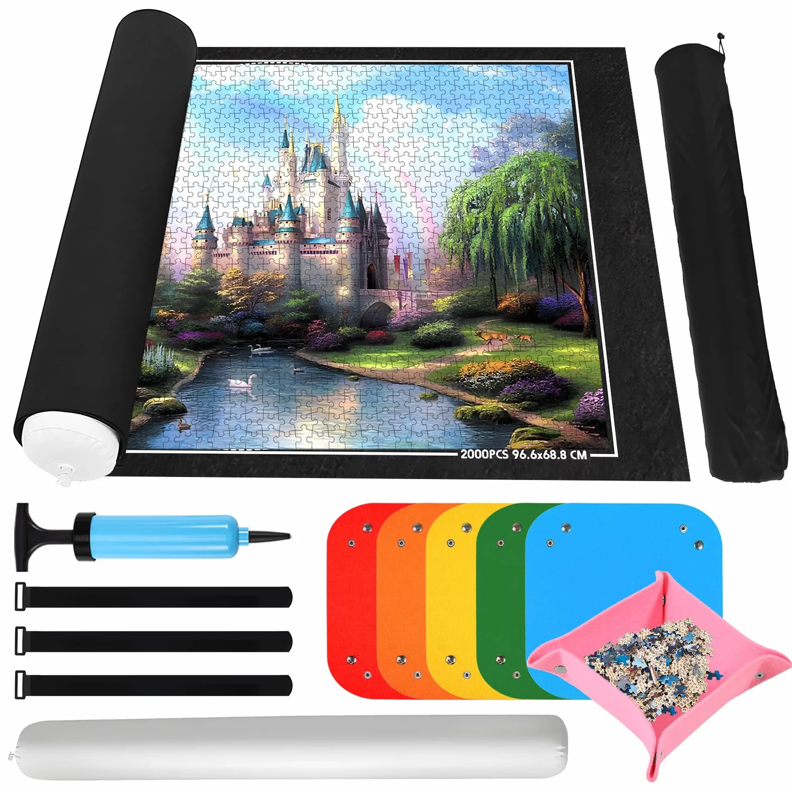 Joycabin Mata do puzzli - przenośna mata rolowana na 1000, 1500, 2000 elementów - dywan do przechowywania i transportu puzzli