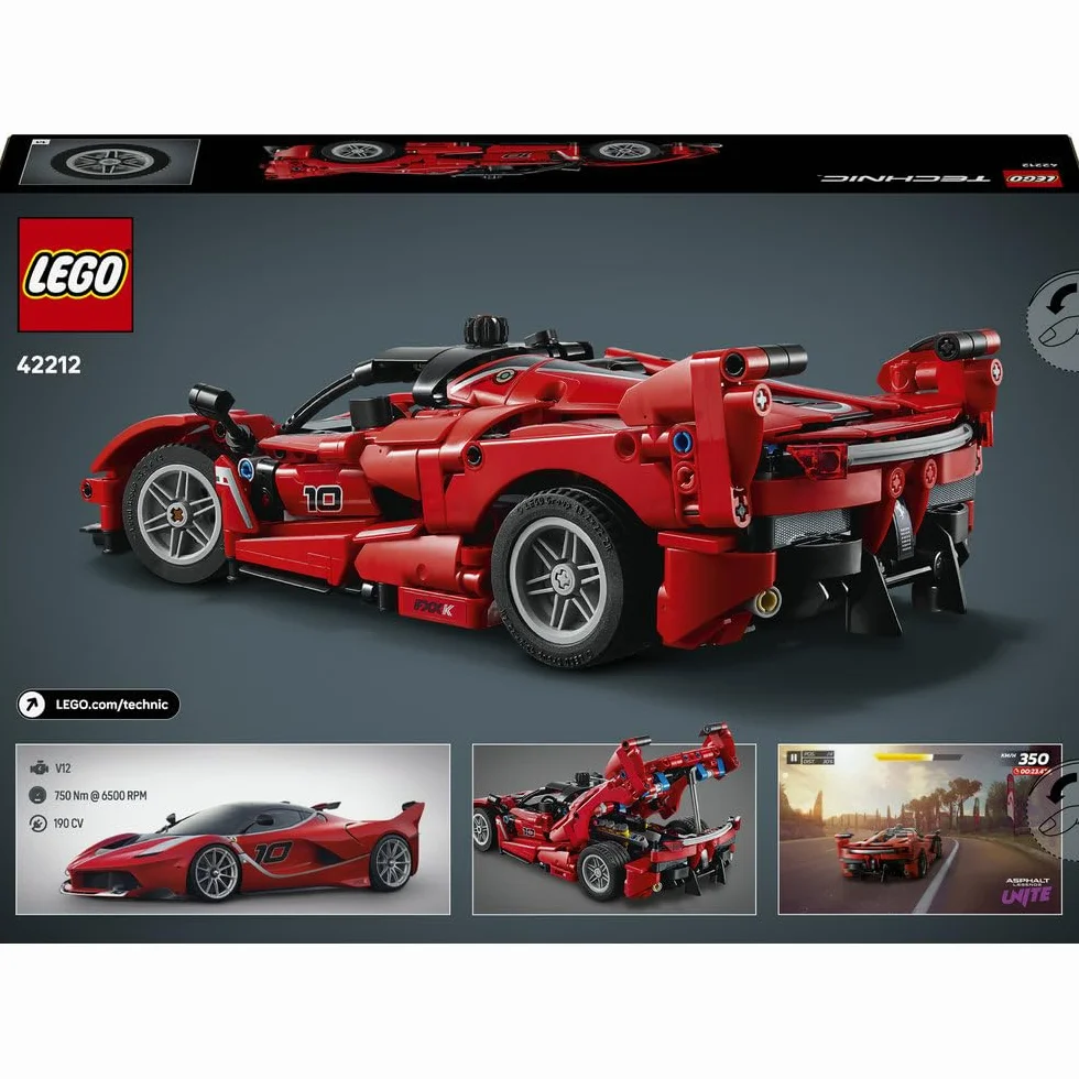 LEGO Technic Ferrari FXX K, model samochodu do składania dla dzieci i fanów motoryzacji, zabawka konstrukcyjna, pomysł na prezent dla 10-latka i dekoracje do pokoju chłopca i dziewczynki 42212