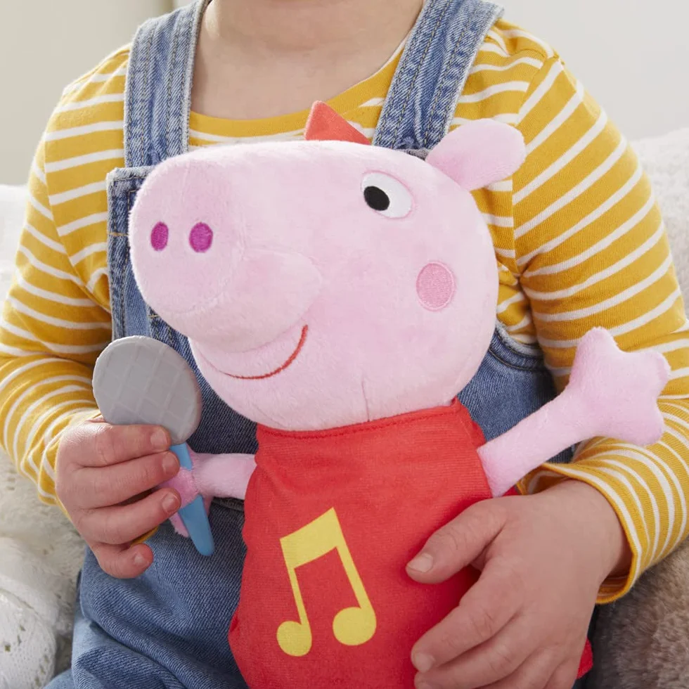 Peppa Pig Peppa Wanta, Śpiewający plusz z brokatową czerwoną sukienką i kokardą, śpiewaj 3 piosenki, od 3 lat