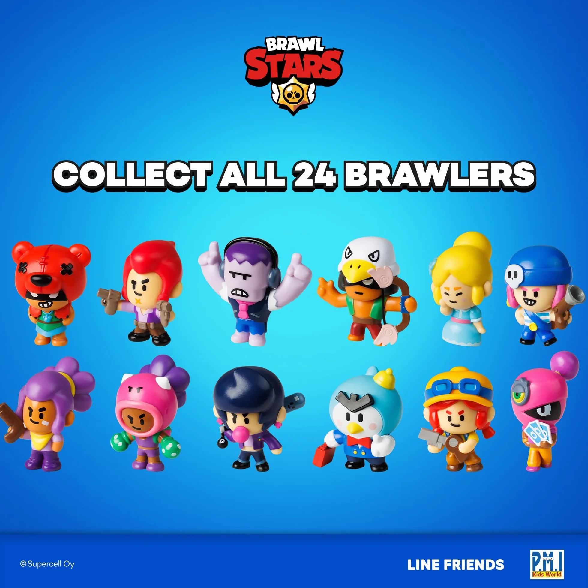 Brawl Stars Zestaw 8 mini figurek do kolekcjonowania | 2 tajemnicze postacie | 1 srebrna figurka | Figurki 5,1 cm | P.M.I. Oficjalnie licencjonowane zabawki | Supercell | Prezent dla graczy