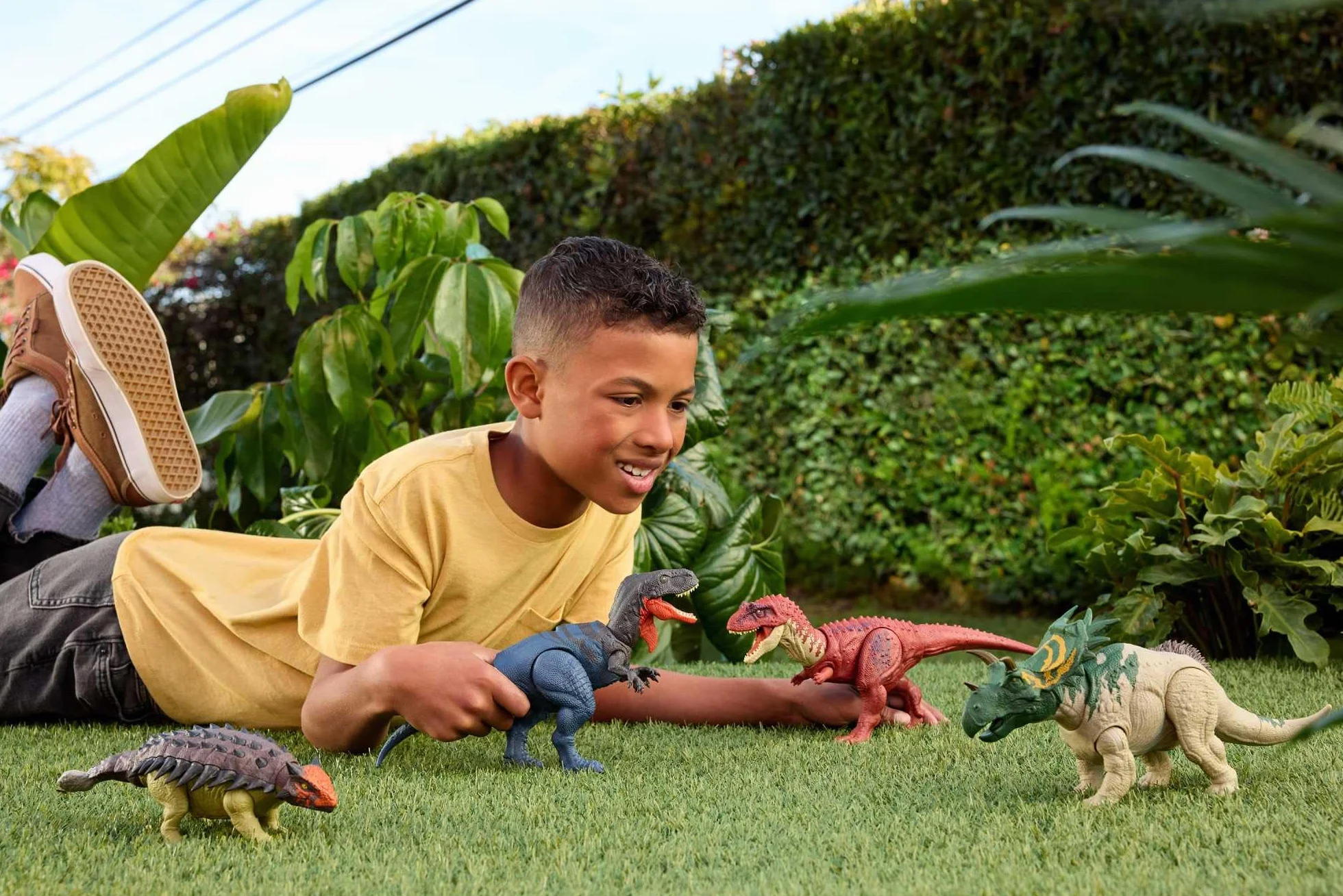 Mattel Jurassic World Rebirth Odrodzenie Ankylozaur Ryczący dinozaur Figurka dinozaura z wielokierunkowym atakiem paszczą i dźwiękiem, do ustawiania w różnych pozach, zabawka dinozaur, JGB90