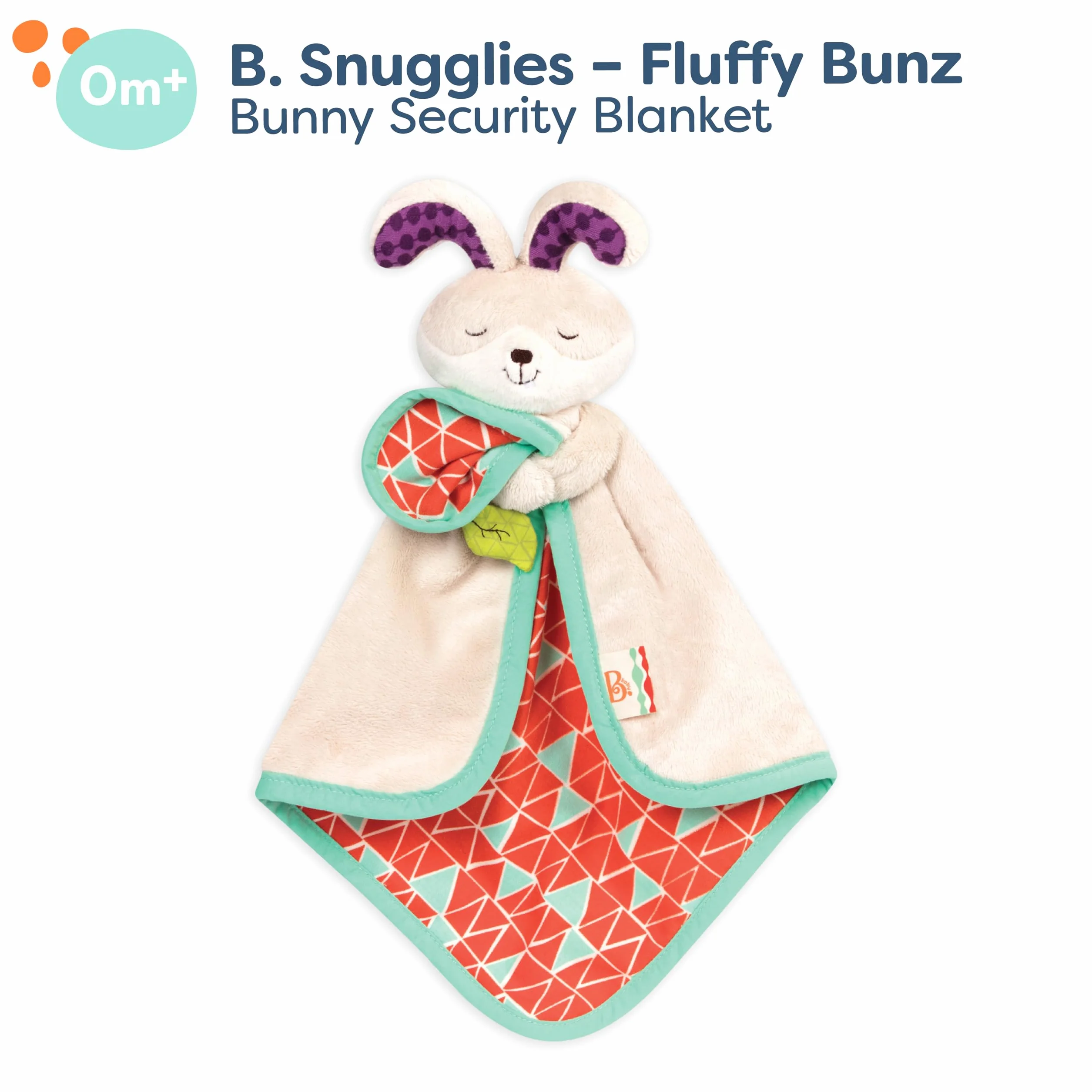 B. Toys – B. Snugglies – puszysty koc bezpieczeństwa króliczka Bunz – urocza koszula niemowlęca z miękką tkaniną – nie zawiera BPA