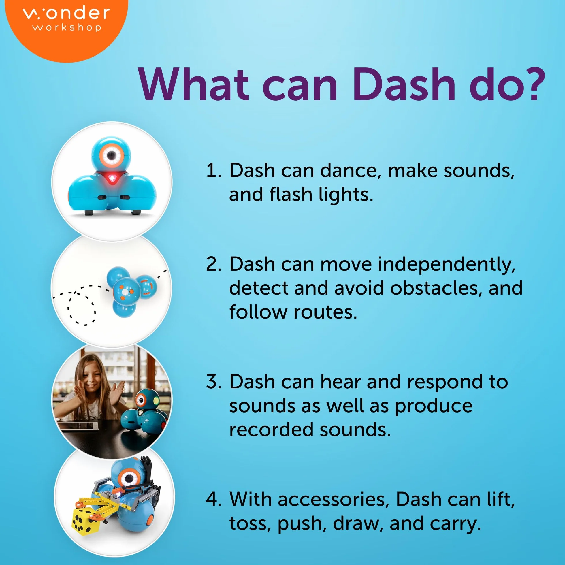 Wonder Workshop Dash Robot - zabawka kodująca dla dzieci