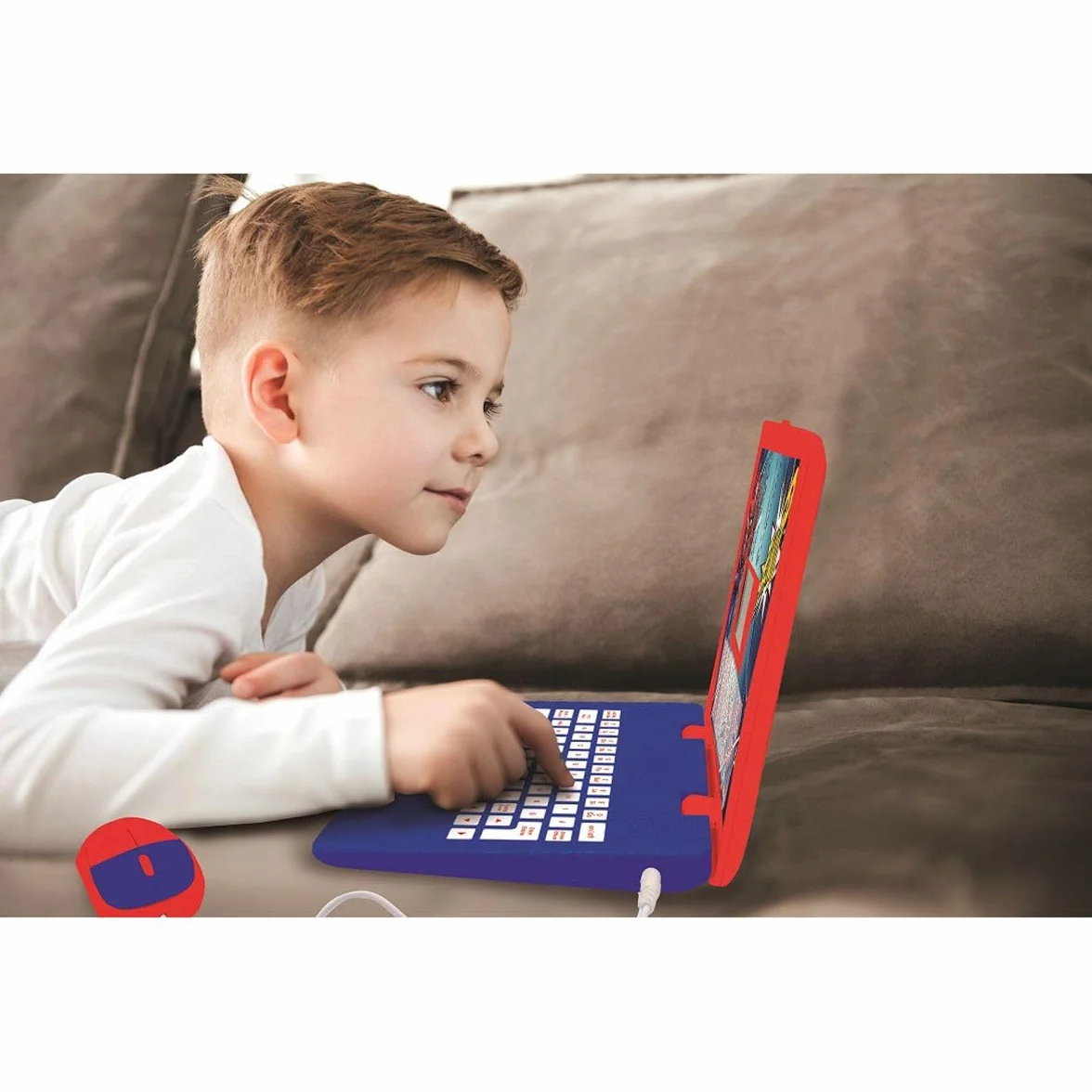 Lexibook JC598SPi3 Spider-Man Dwujęzyczny Laptop do Celów Edukacyjnych Angielski i Niemiecki, 124 Aktywności, Matematyka, Logika, Muzyka, Zegar, Gry, Zabawka dla Dzieci (Dziewczynki i Chłopcy),
