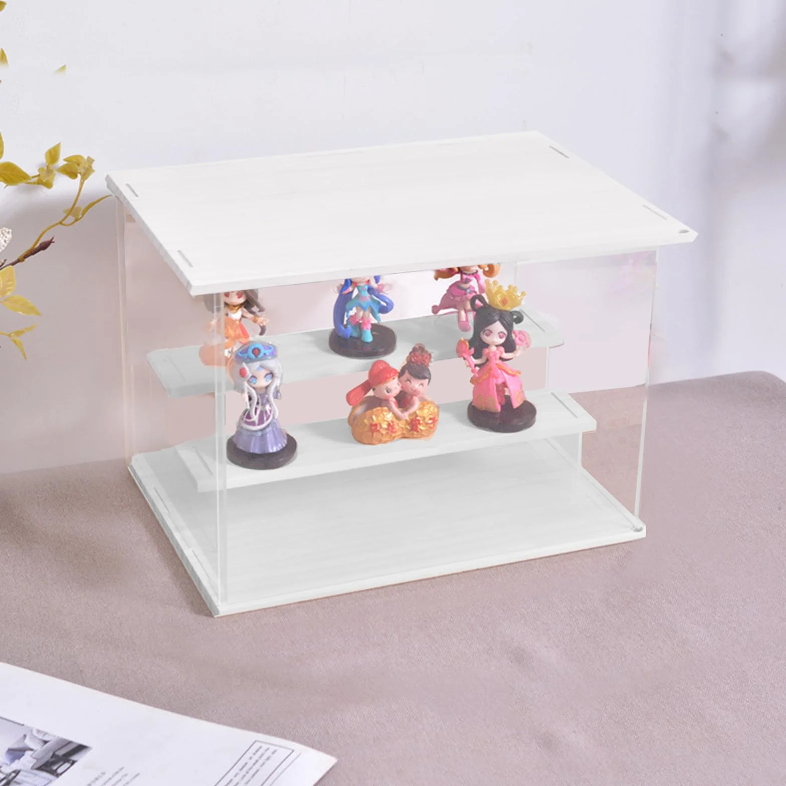 SWAWIS Witryna Teca pleksi akrylowa gablota szklana gablota ekspozycyjna przezroczysta gablota kolekcjonerska do przedmiotów kolekcjonerskich, figurek, miniaturowych figurek, 30,5 x 18 x 21,8 cm