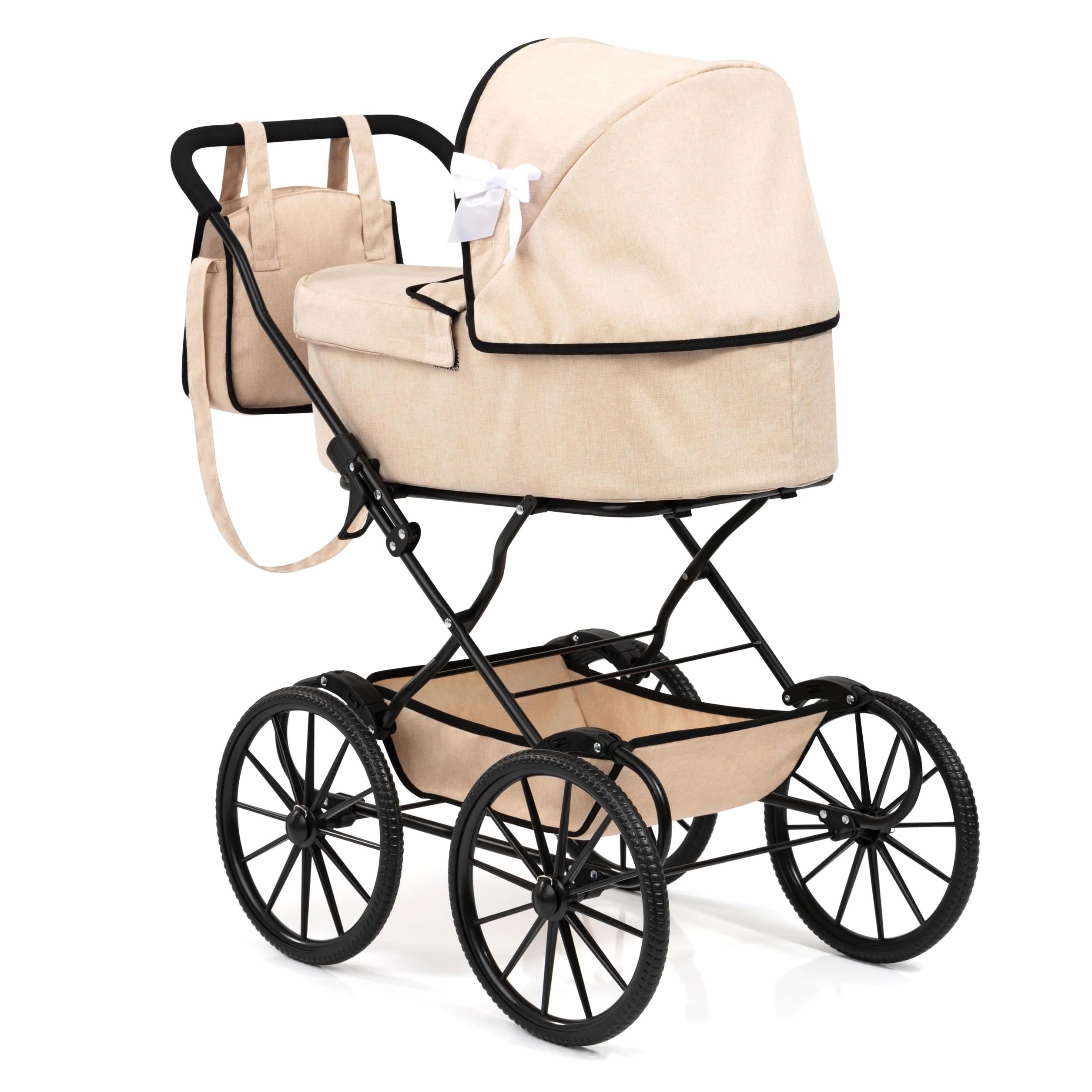 Bayer Design 14375AA Wózek dla lalek nostalgiczny, klasyczny, z koszem, torbą