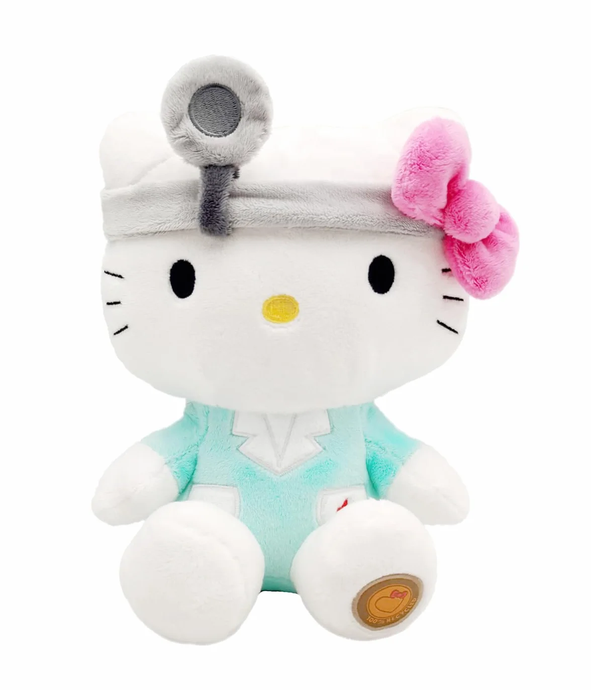 Hello Kitty Doctor Eco Plush 24 cm w kartonowych torebkach wielokrotnego użytku – plusz jest wykonany w 100% z butelek PET pochodzących z recyklingu