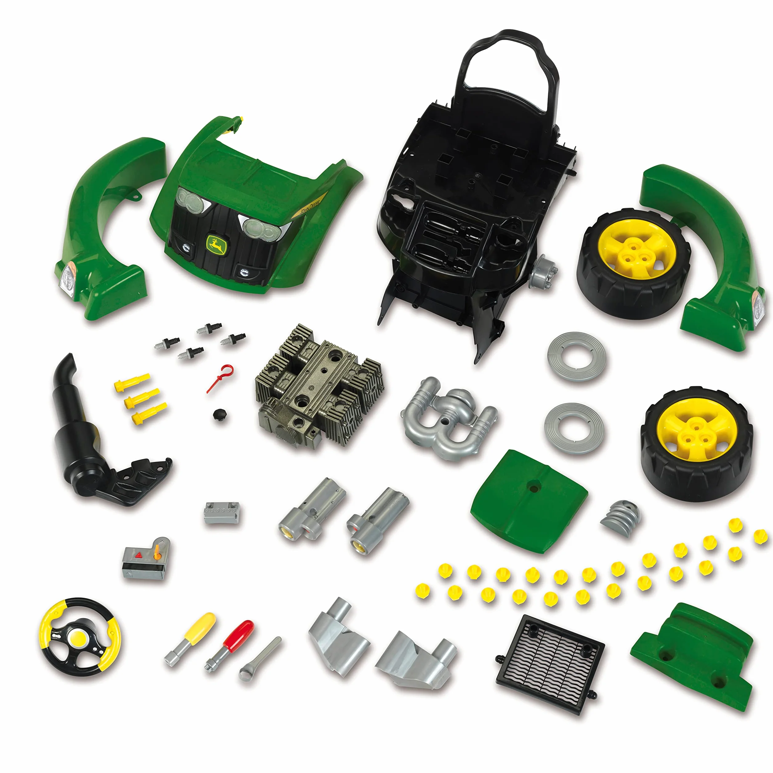 Theo Klein 3916 Traktor John Deere | Składająca się z 56 części silnika traktora z licznymi funkcjami do przykręcania i majsterkowania | Dla dzieci w wieku od 3 lat
