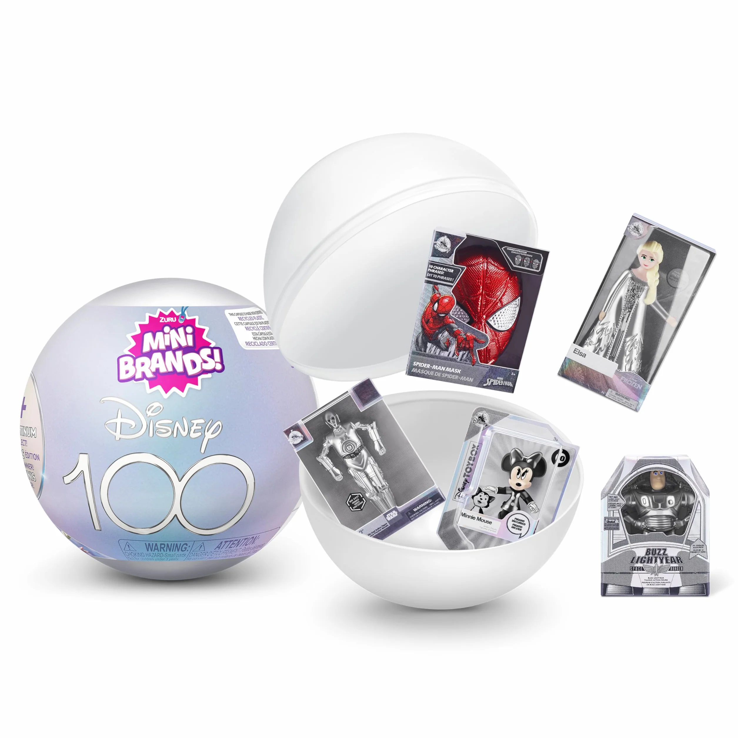 5 Surprise 77426 100 lat cudów, Mini marki Disney Platinum limitowana edycja, pojedyncza kapsułka niespodzianka kapsuła oryginalna miniaturowa zabawki kolekcjonerskie, pojedyncze