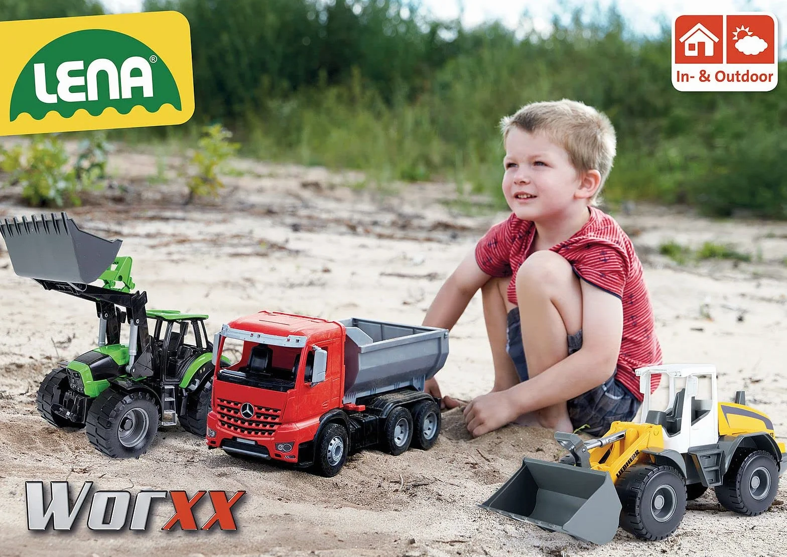 Lena Worxx Liebherr L538 Litronic 48 cm, realistyczny pojazd na plac budowy, wytrzymała zabawka z funkcjonalną szuflą i uchwytem, dla dzieci od 3 lat, żółta