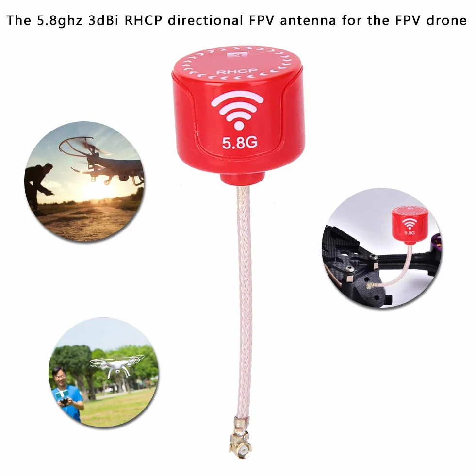 Antena VGEBY 5,8 GHz 3 dBi RHCP FPV Racing Drone RC Części Akcesoria Czerwony (UFL)