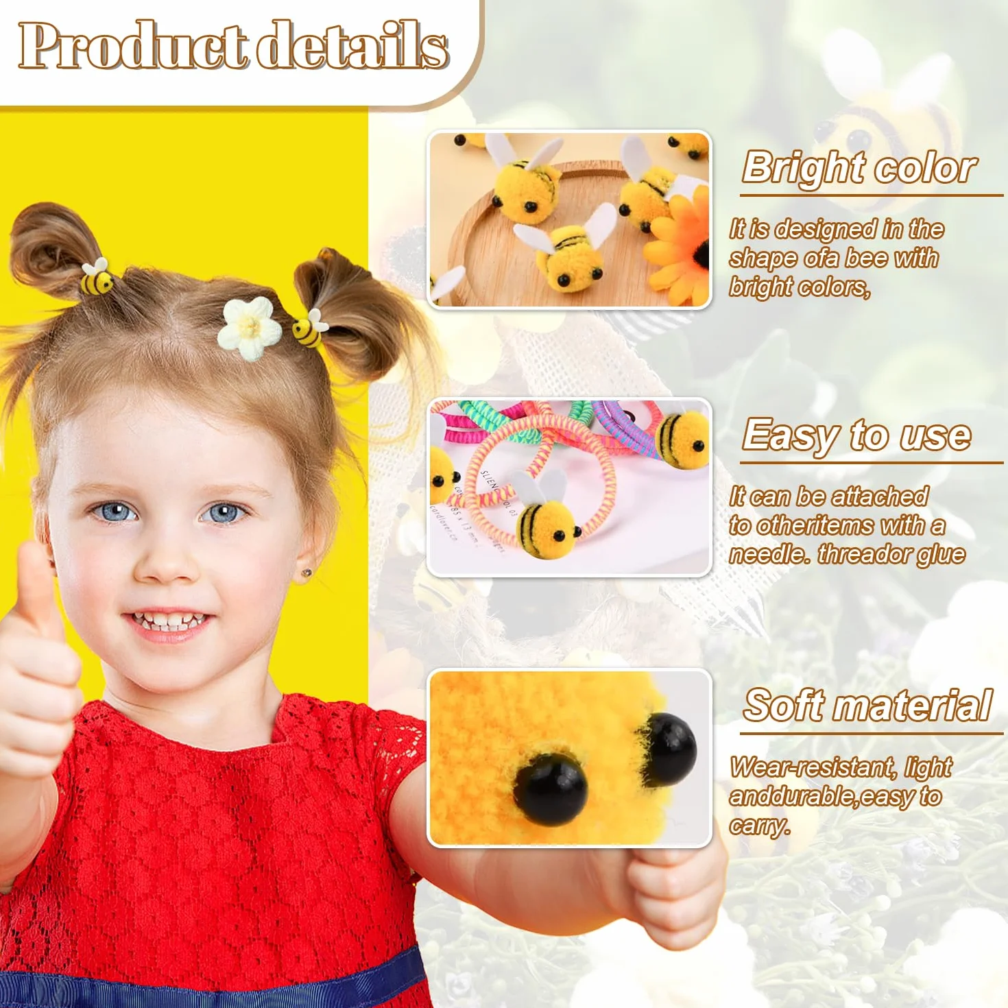 36 sztuk filcowych mini kwiatów pszczół, dekoracja pszczoły, filcowe pszczoły, mini pszczoły, do majsterkowania, sklepu, ubrań, dekoracji.