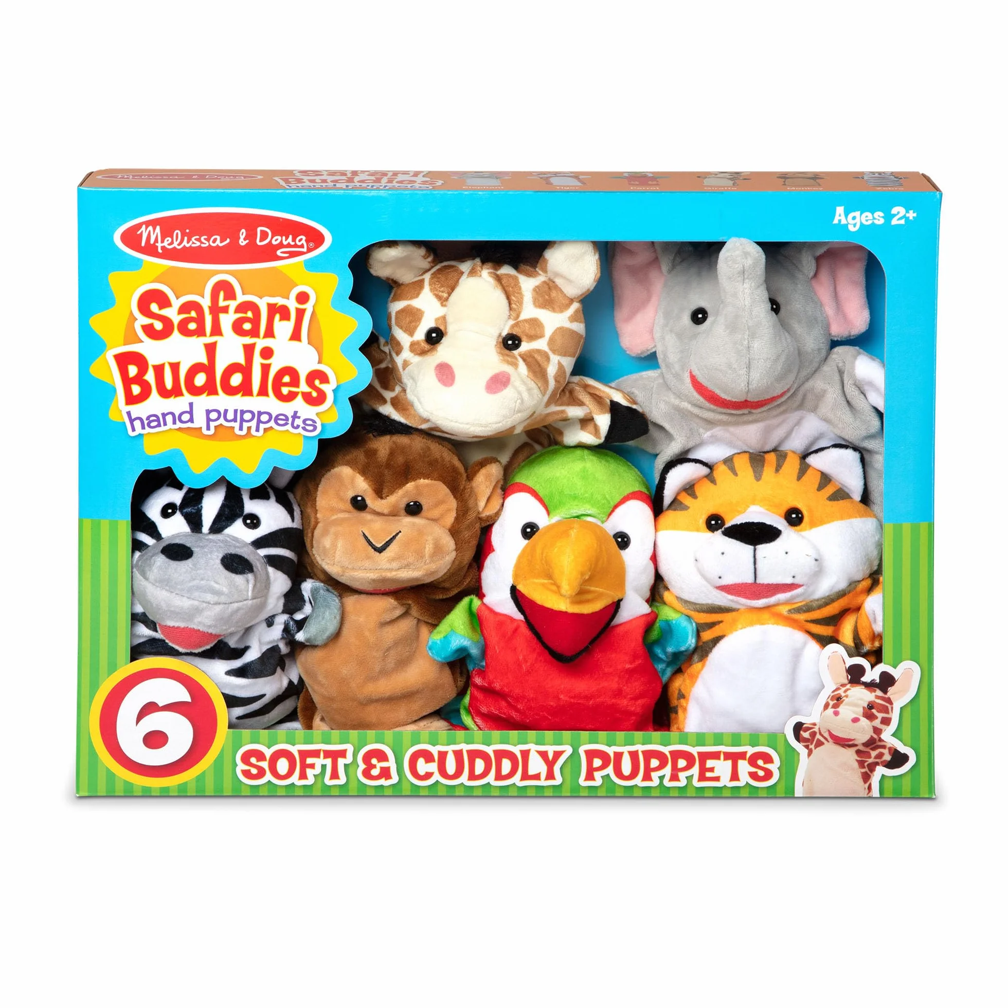 Melissa & Doug – zestaw pacynek: zwierzaki z safari, zestaw pacynek, 6 pacynek