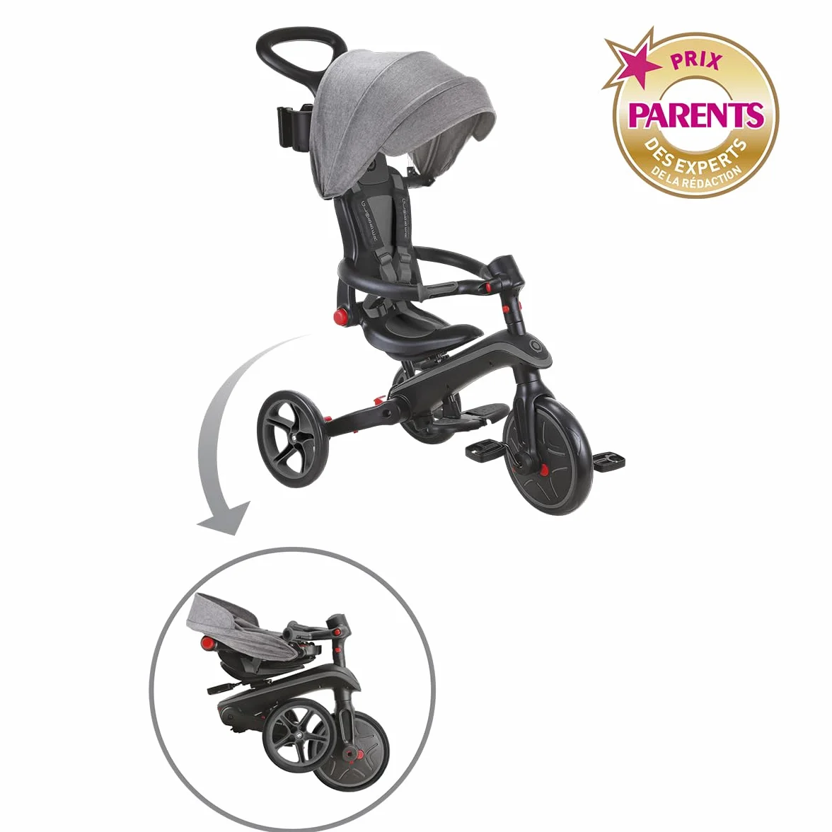 Globber - Tricycle Explorer 4 w 1 - Składany i ewolucyjny trójkołowiec dla maluchów od 10 miesięcy do 5 lat