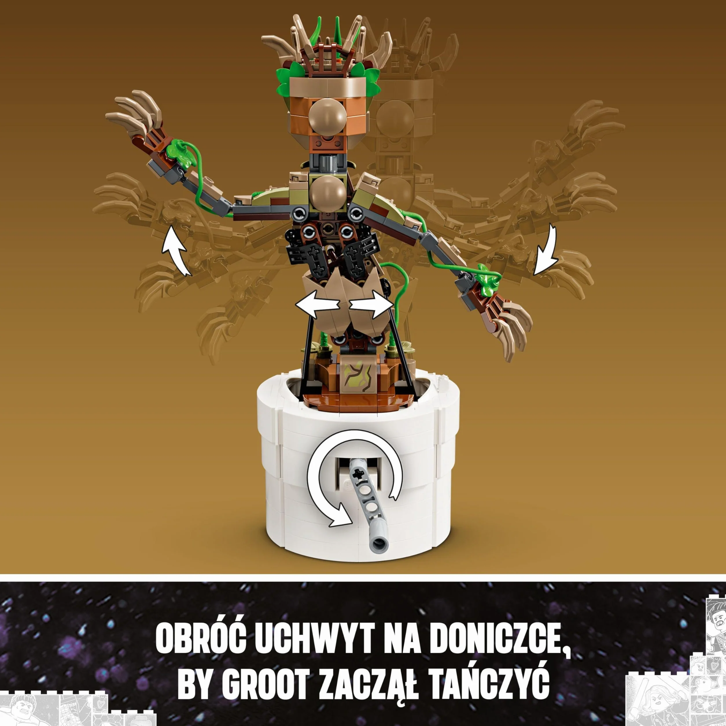 LEGO Marvel Tańczący Groot, Interaktywna Zabawka do Zbudowania, dla Fana Strażników Galaktyki, Figurka Superbohatera, Pomysł na Prezent dla 10-latka, Chłopca i Dziewczynki, 76297