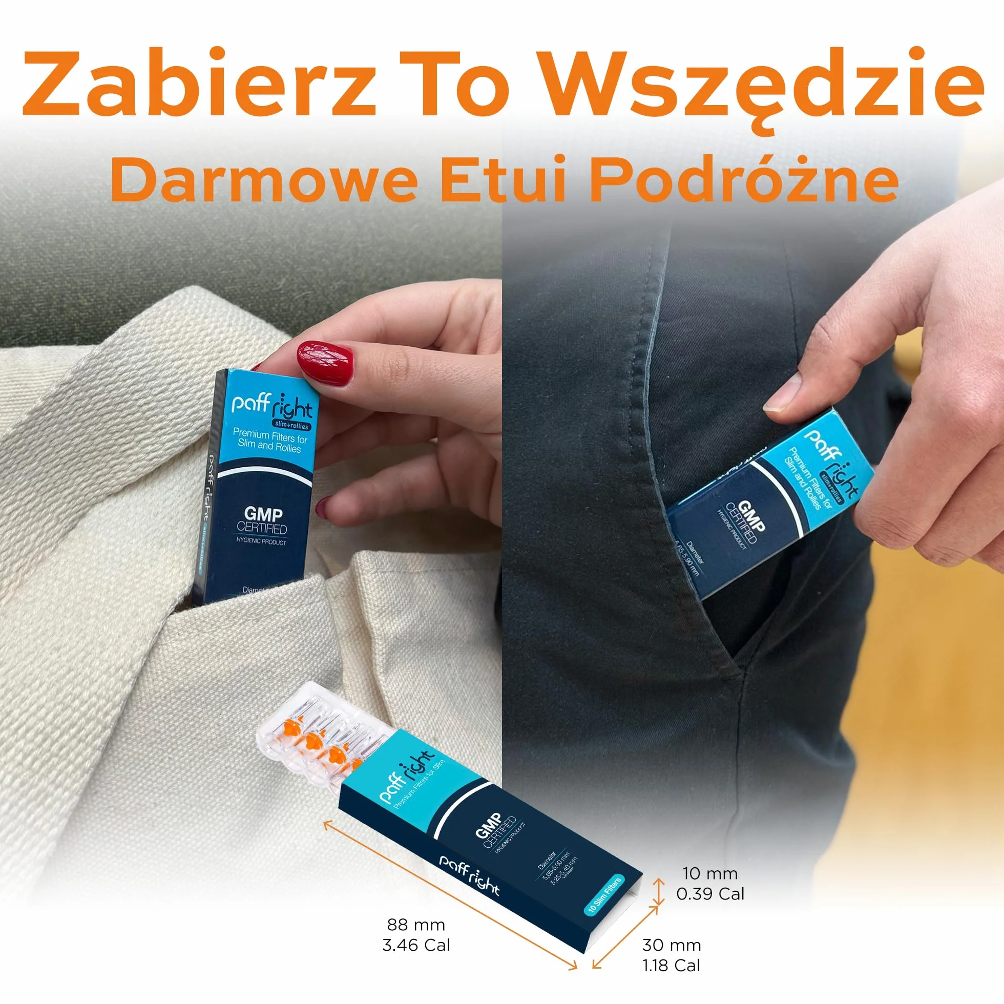 Paffright Slim 540+60 filtrów do papierosów, filtr antysmolisty, plastikowy filtr 5,25 mm - 6 mm, ustnik do papierosów slim