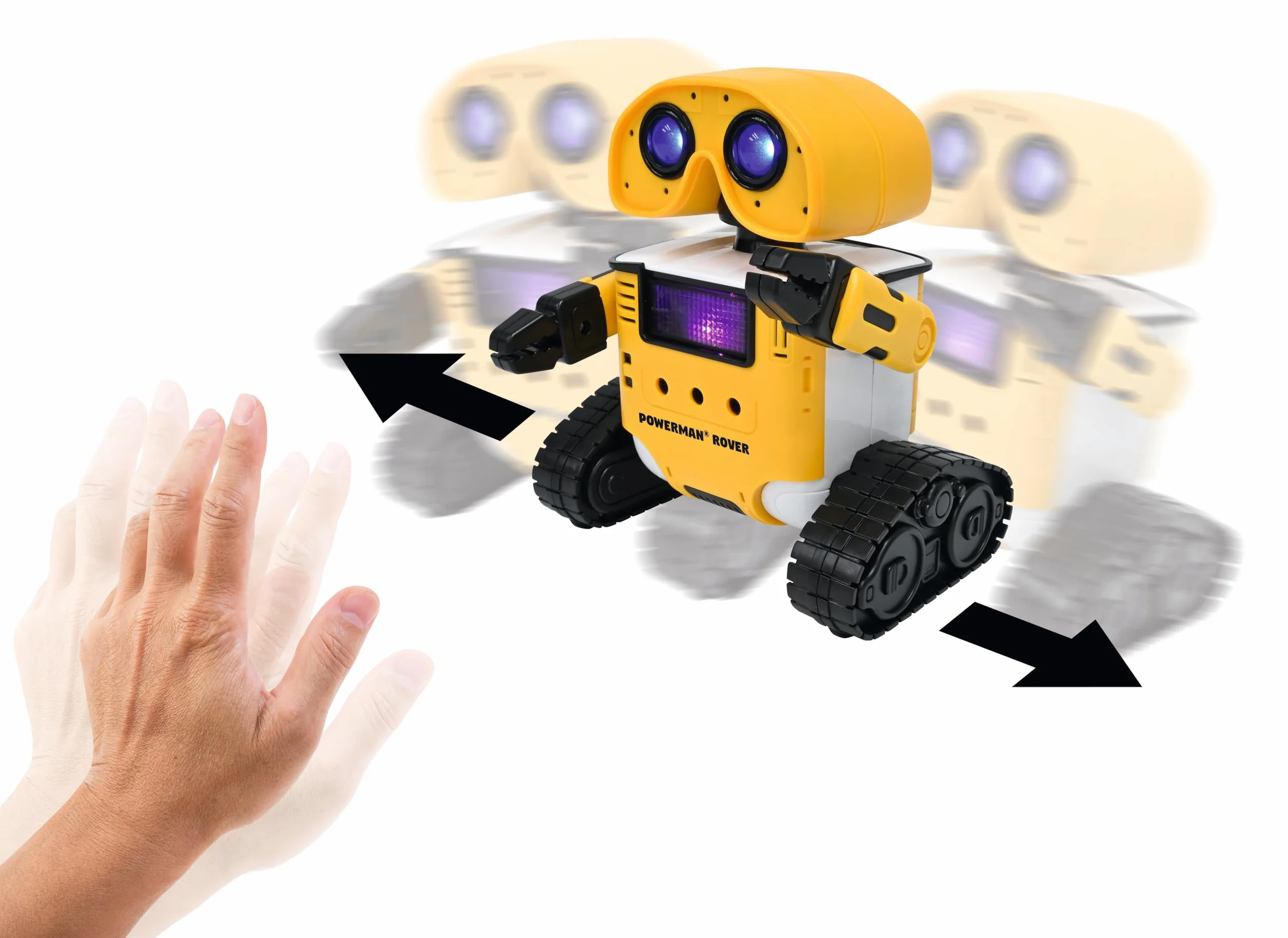 Lexibook ROB14 Powerman Rover, Twój Towarzysz Robota, Pilot Zdalnego Sterowania i Gestami, Odtwarza Muzykę i Tańce, Powtarza się po Tobie, Efekty Świetlne i Dźwiękowe, Programowalny Stem, Żółty