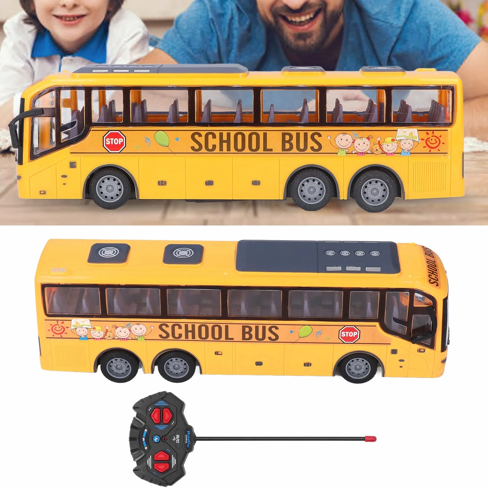 Zabawka Autobusu Szkolnego RC, łatwy w Obsłudze Pilot Zdalnego Sterowania Gra Fabularna ze światłem dla Dzieci w Wieku 3 Lat +