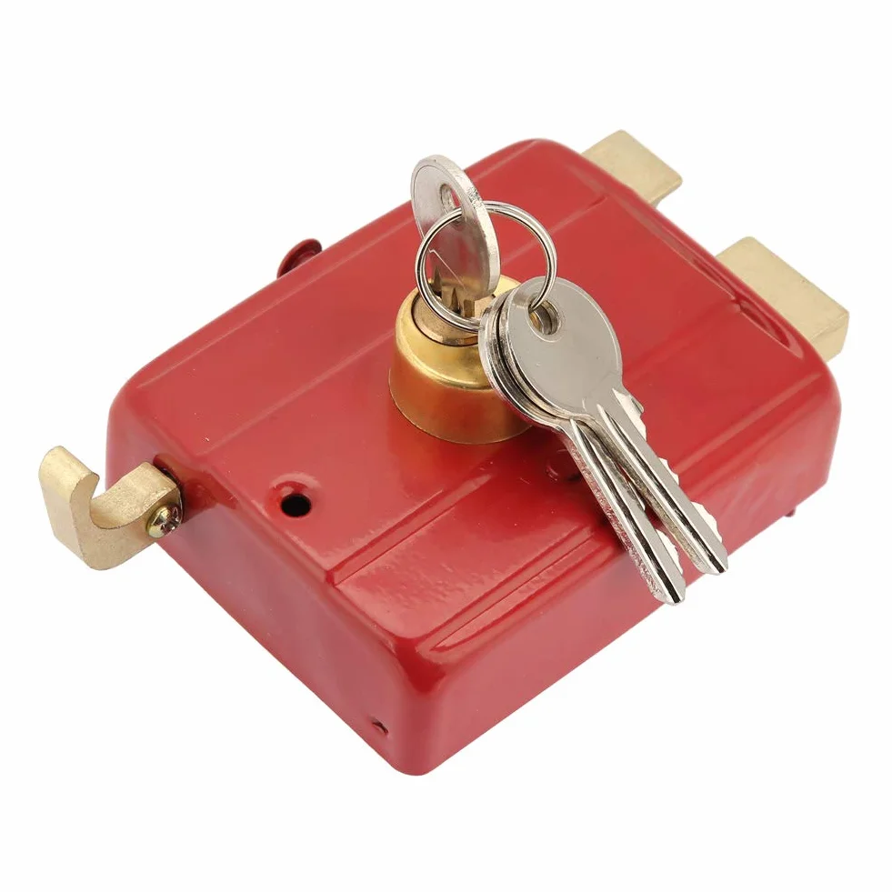 Dead Lock Dead Bolt Lock Red Metal Heavy Duty Blokada Bezpieczeństwa Dead Bolt Lock z Kluczami do Drzwi Przednich Red