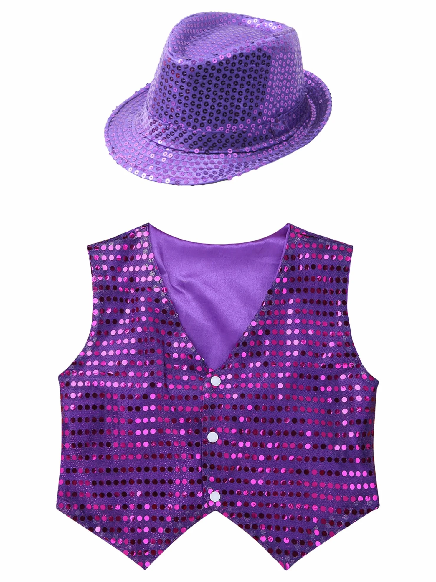 TiaoBug Chłopięcy kostium z cekinami, kamizelka, odświętny top z guzikiem, dla dzieci, błyszcząca, kamizelka do garnituru, na imprezę, wesele, karnawał, występy