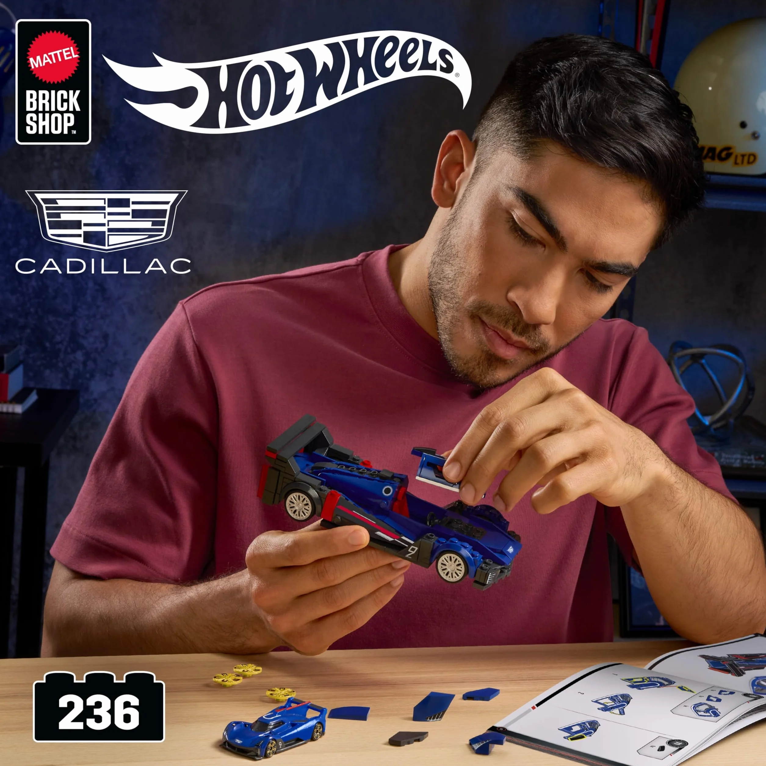 Mattel Brick Shop Hot Wheels Cadillac Project GTP Hypercar Zestaw Konstrukcyjny 236 Elementów JFR89