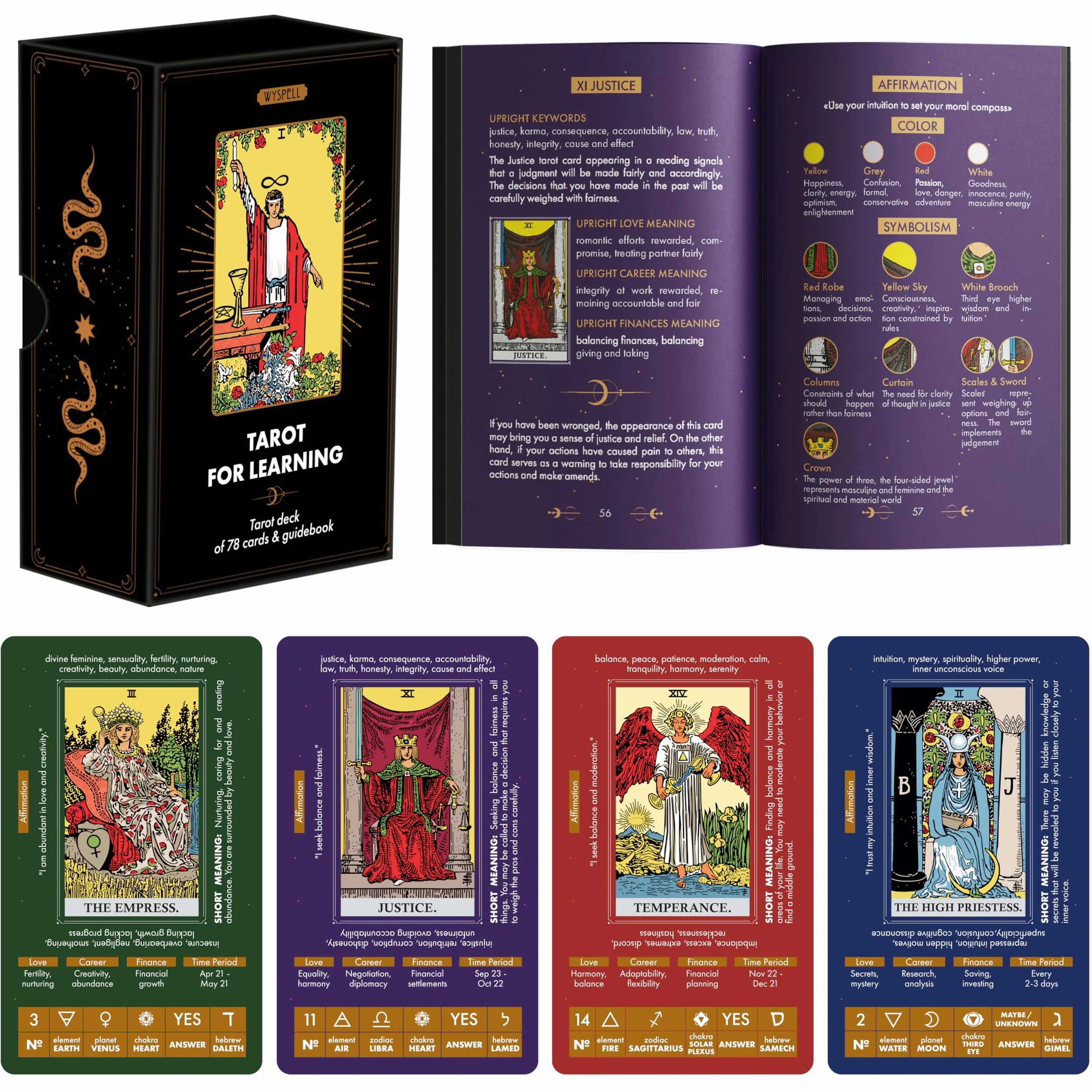 Wyspell Tarot do nauki – karty tarota ze znaczeniem dla początkujących z przewodnikiem
