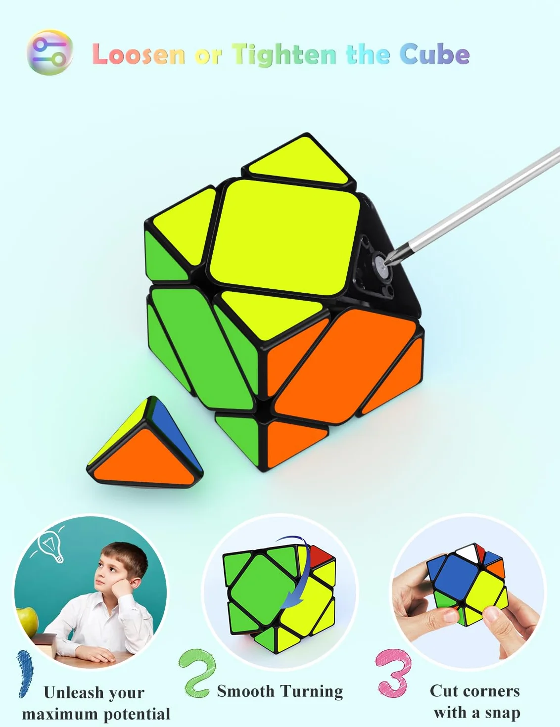 ROXENDA Zestaw Speed ​​Cube, Zestaw Magicznych Kostek 2x2x2 3x3x3 4x4x4 5x5x5 Speed ​​Cube w Pudełku Prezentowym, Tajny Samouczek Dotyczący Kostek Prędkości (T3)