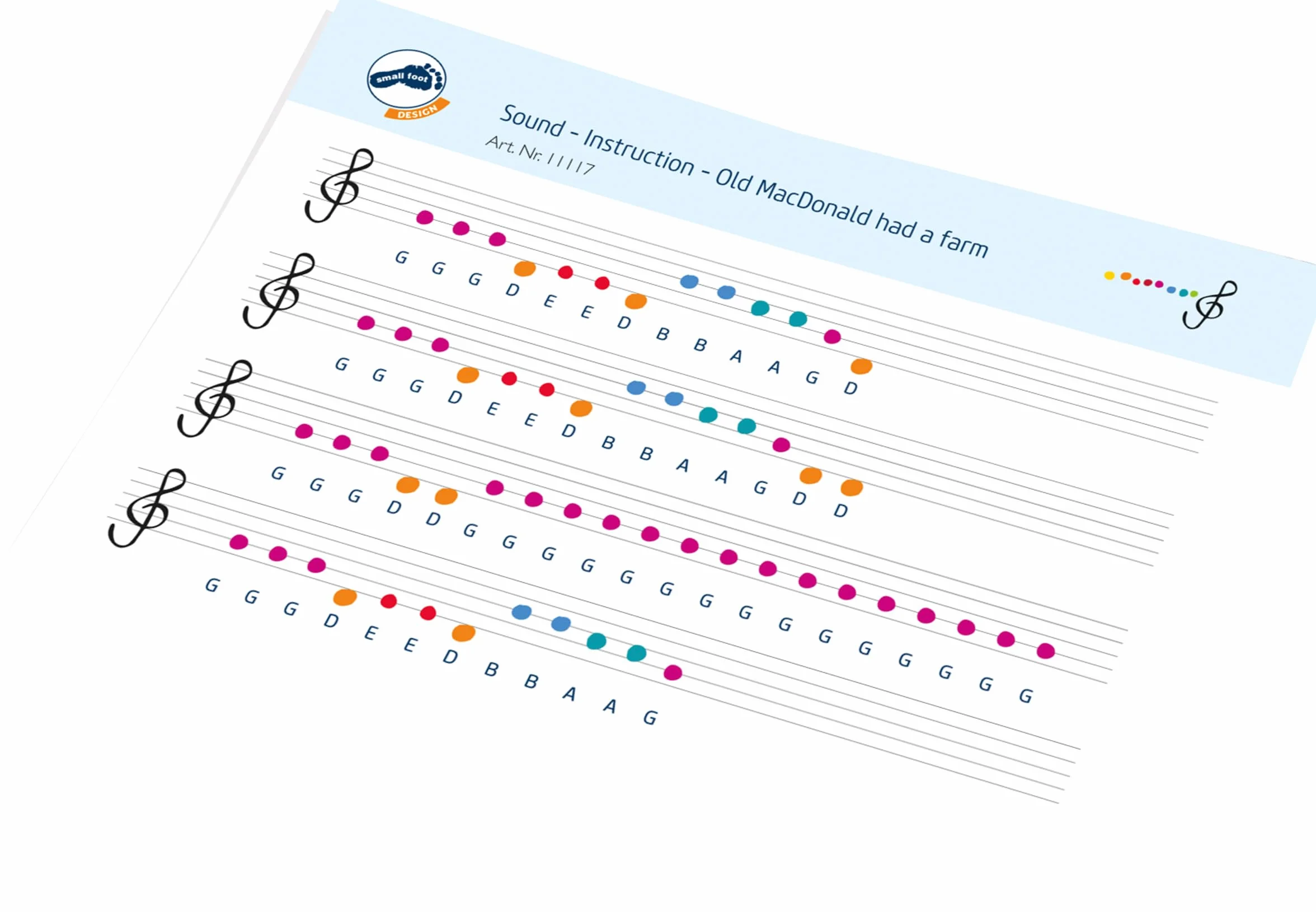 small foot Dźwięk ksylofonowy z drewna, kolorowy instrument muzyczny dla dzieci, z nutami, od 18 miesięcy, 1117