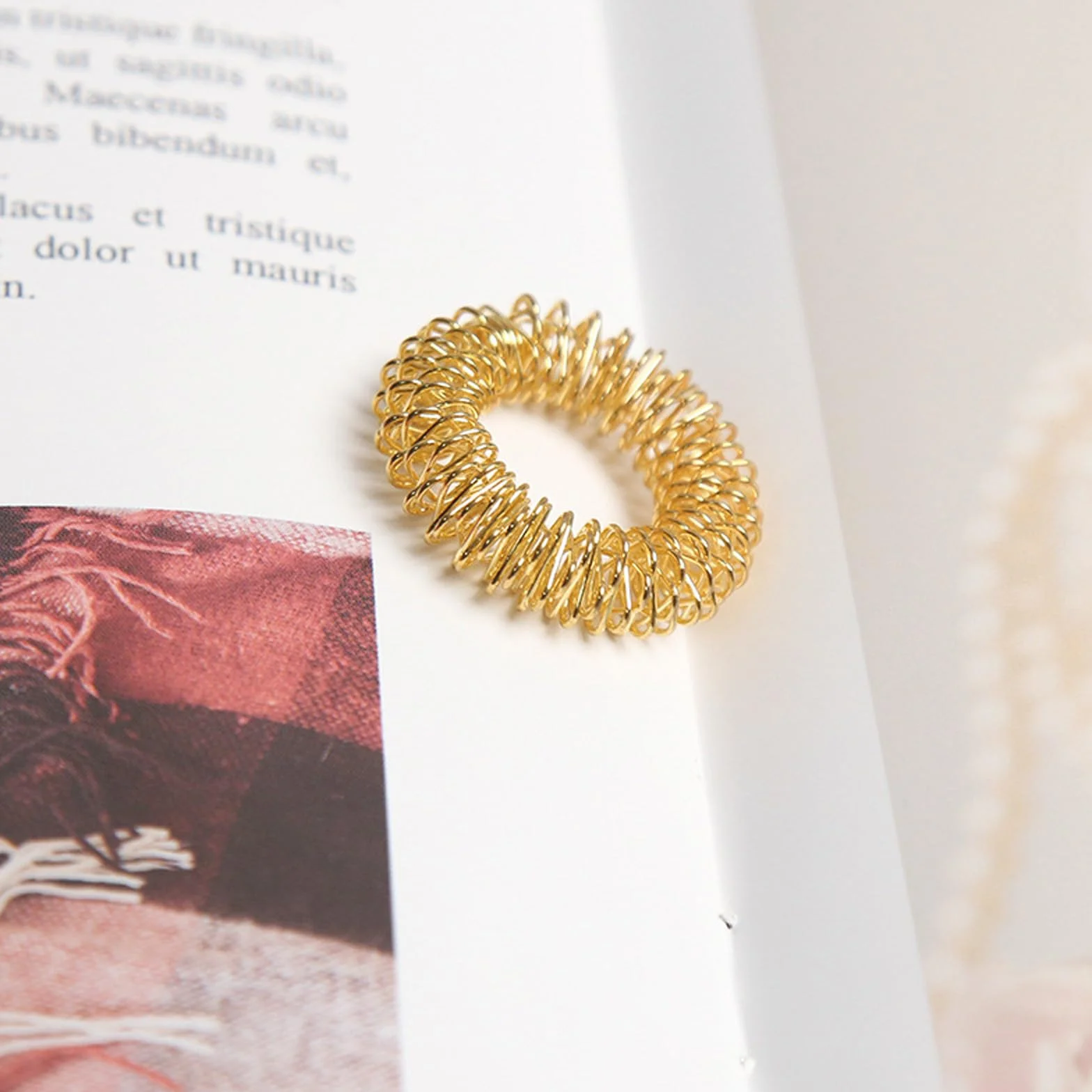Zestaw 8 pierścieni Fidget Rings, regulowane pierścienie antystresowe, zabawki antystresowe, do masażu palców, antystresowe, z perłami, łagodzące lęki, pierścionki nastrojowe