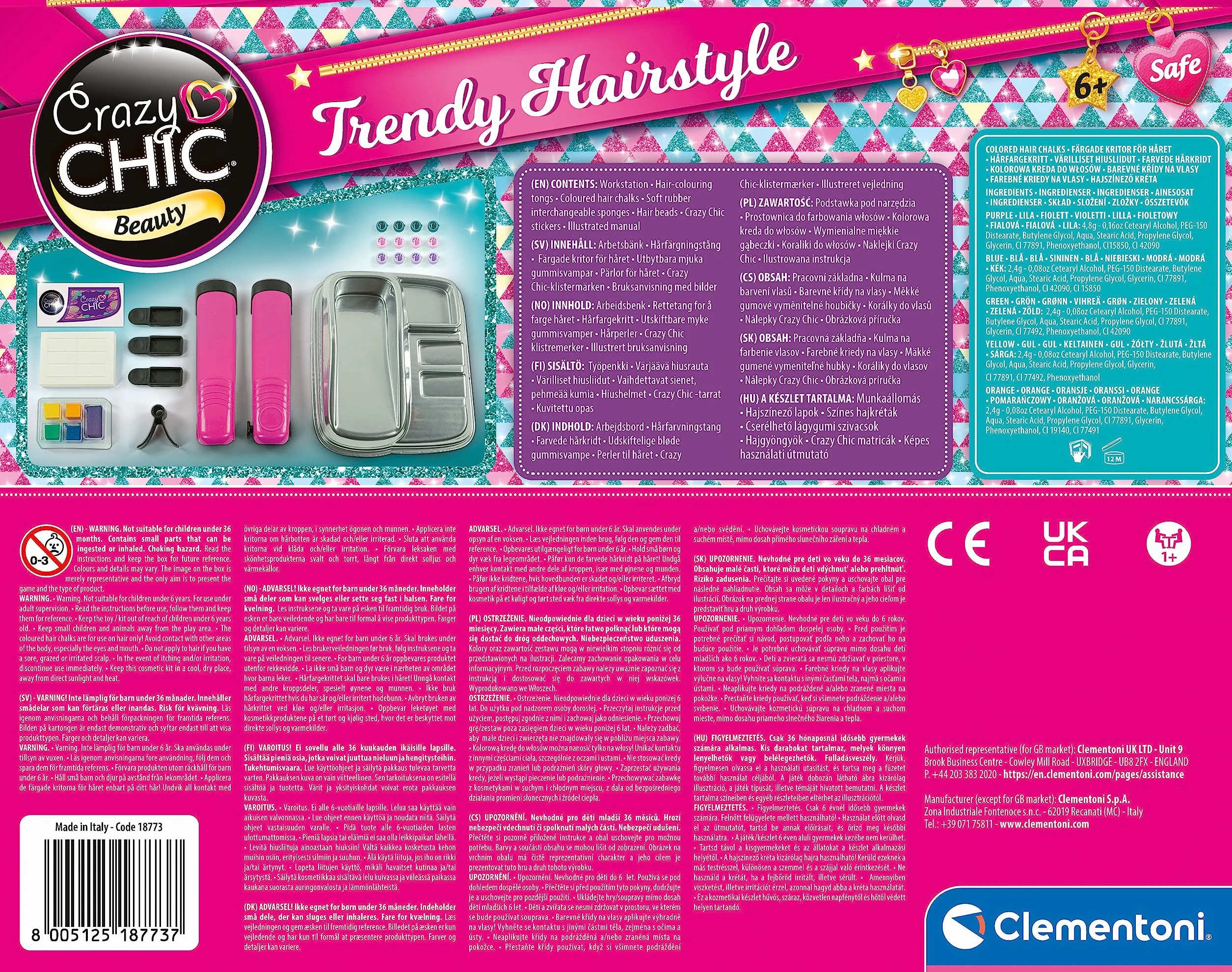 Clementoni - 18773 - Crazy Chic - Trendy Hairstyles - Zabawka Kreatywna Dla Dziewczyny Od 6 Lat
