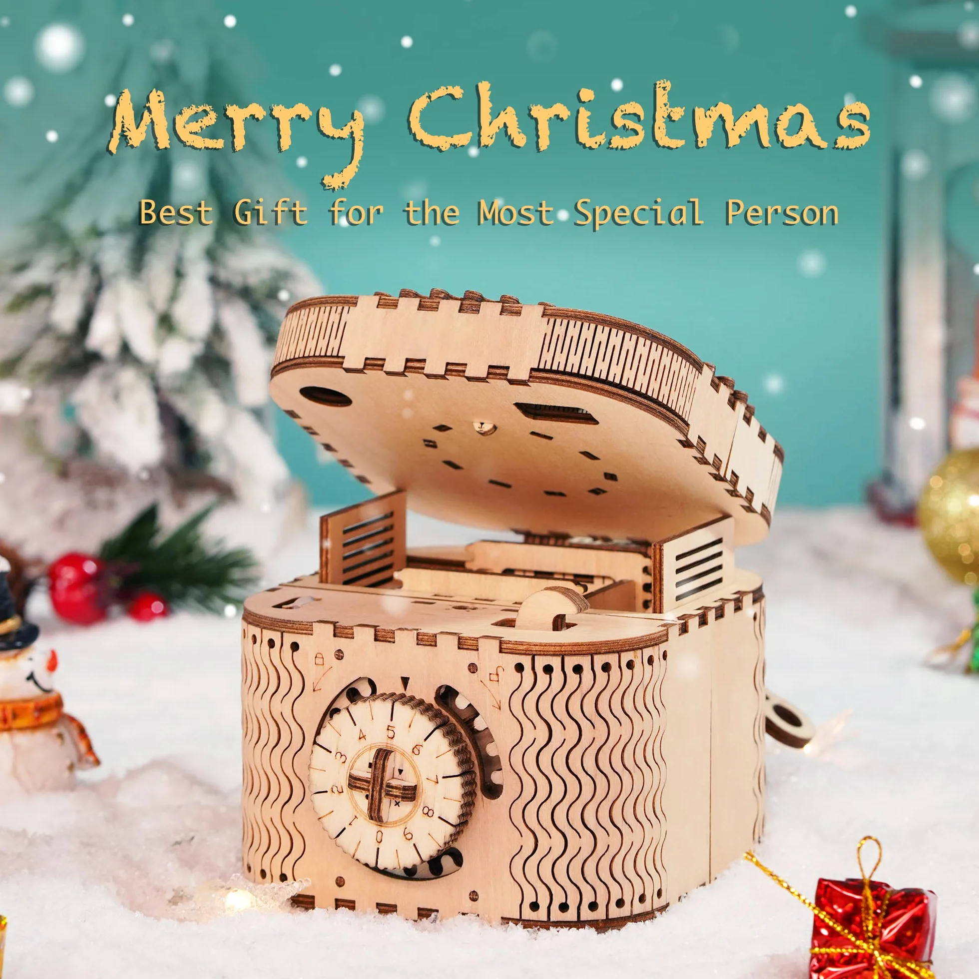 Robotime Zestaw modelowy Pudełko na skarby drewniane puzzle 3D, zestaw konstrukcyjny do budowy