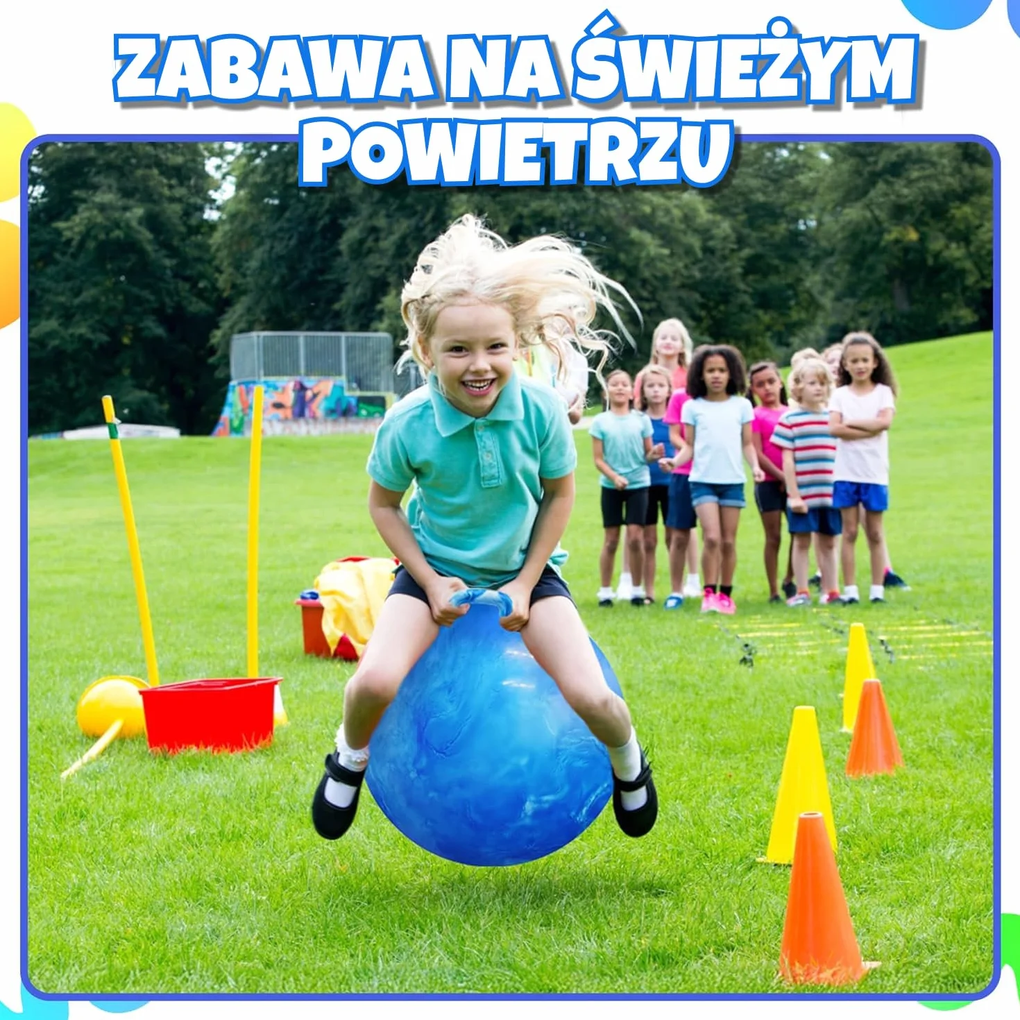 Bedwina skacząca piłka dla dzieci – 50,1 cm z uchwytem i pompką, trwała i bezpieczna nadmuchiwana zabawka do skakania w domu i na zewnątrz