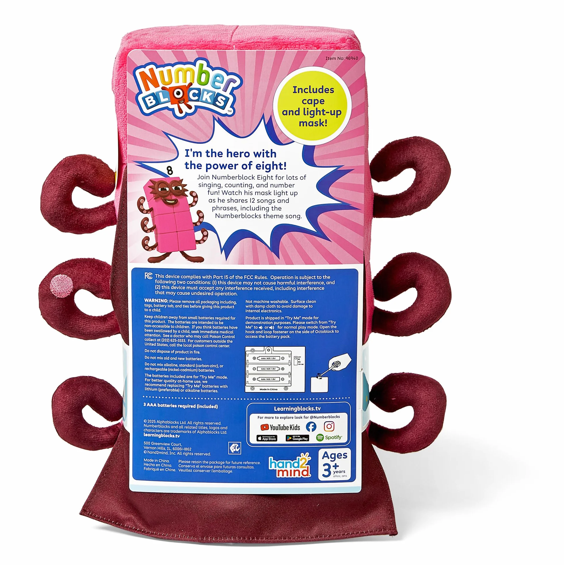 Learning Resources Numberblocks Sing-Along Superhero Octoblock, Interaktywna Pluszowa Cyfra, Wielokolorowe HM96940-UK
