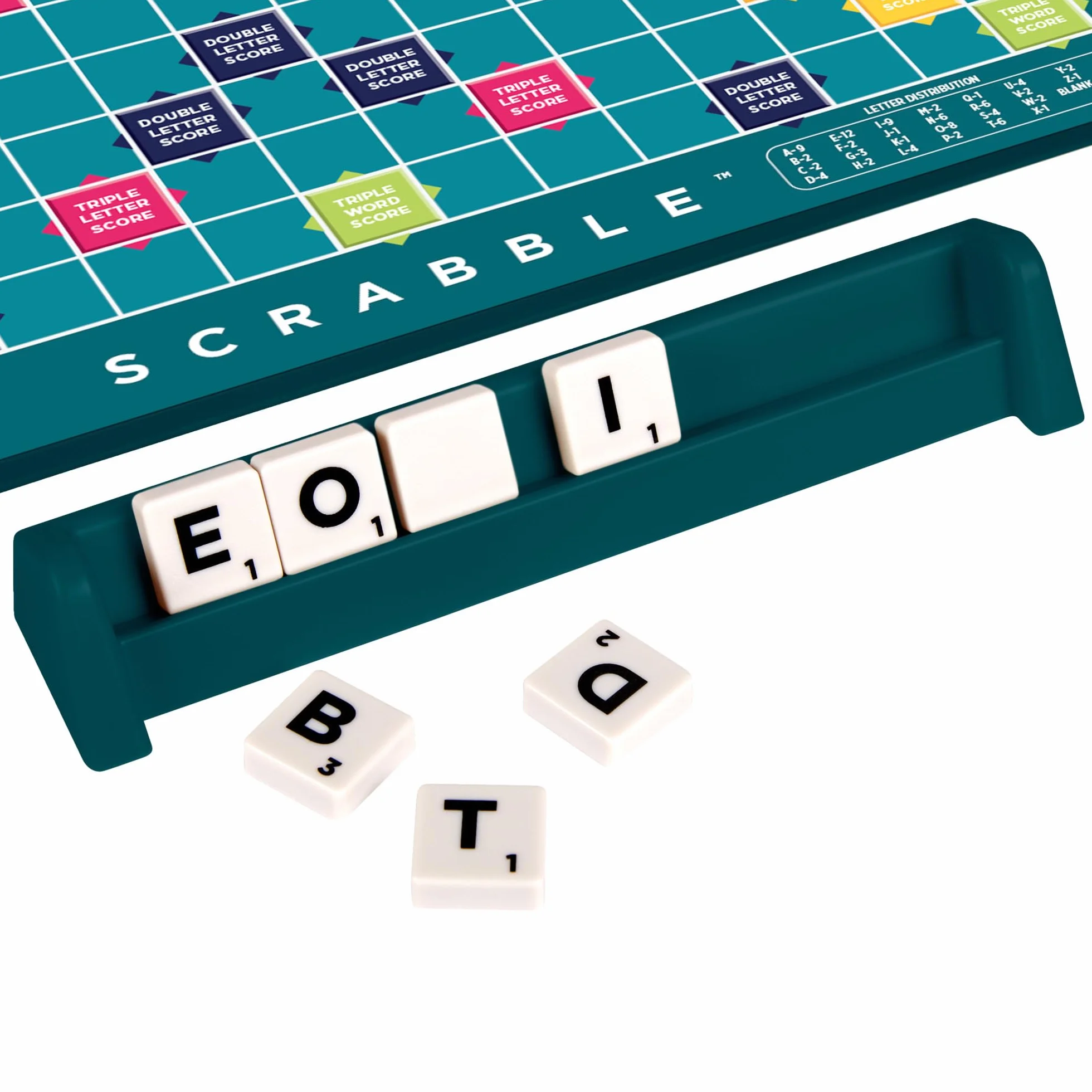 Scrabble Crossword - Classic Board Game - 100 Letter Tiles - 4 Racks - 1 Letter Bag - Instructions Included - for 2 to 4 Players - Gift For Kids 10 +, Y9592, Pack of 1