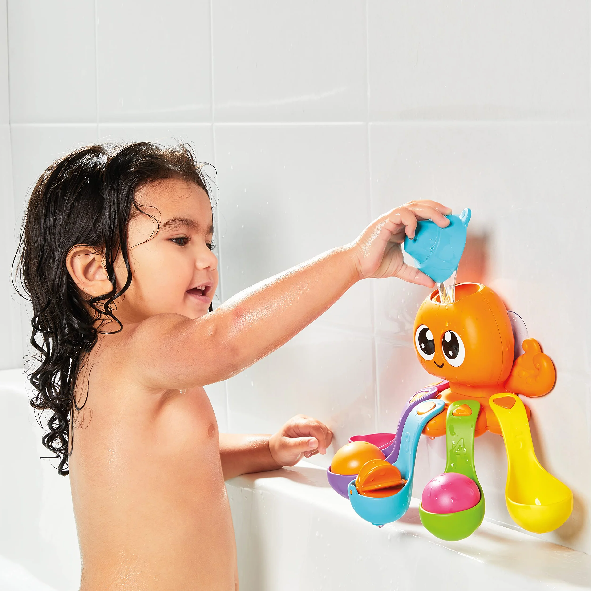 Toomies E73104 Tomy 7 in 1 Activity Octopus, Kids Toys for Water Play, Fun Bath Accessories for Babies and Toddlers, Suitable for 18 Months and Older, Multicoloured