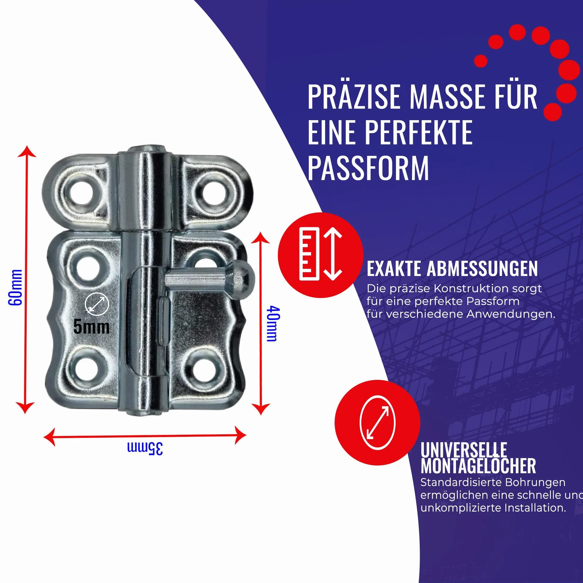 Chle-Mar – 10 x rygiel drzwiowy mały 30 mm | zasuwa do drzwi, furtek, bram | Wytrzymały zamek zasuwkowy do wnętrz i na zewnątrz | Uniwersalny stalowy rygiel nierdzewny odporny na warunki atmosferyczne