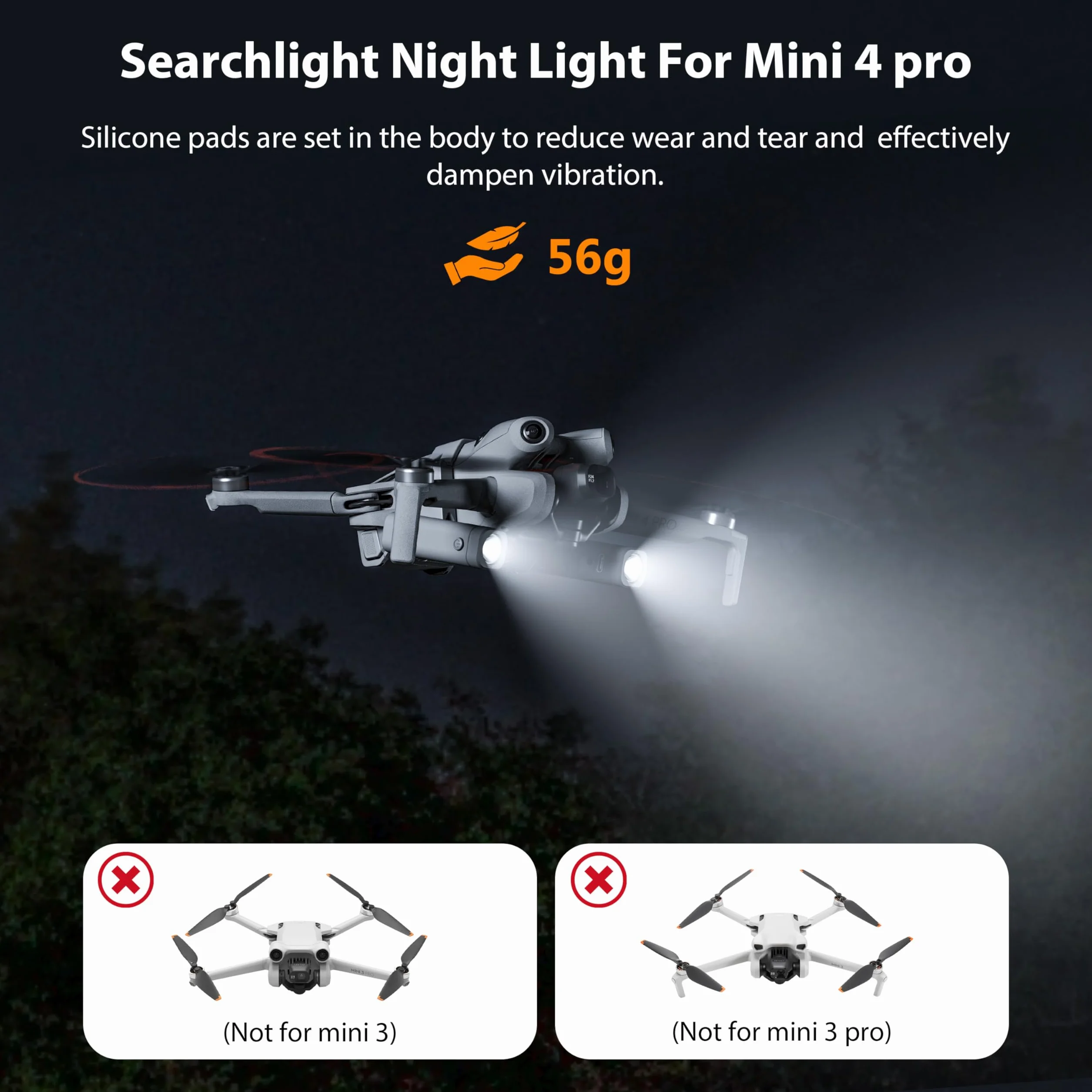 STARTRC Mini 4 Pro LED Lampka Nocna do Nawigacji, Reflektor z Uchwytem, Ochrona Przed Kolizją dla DJI Mini 4