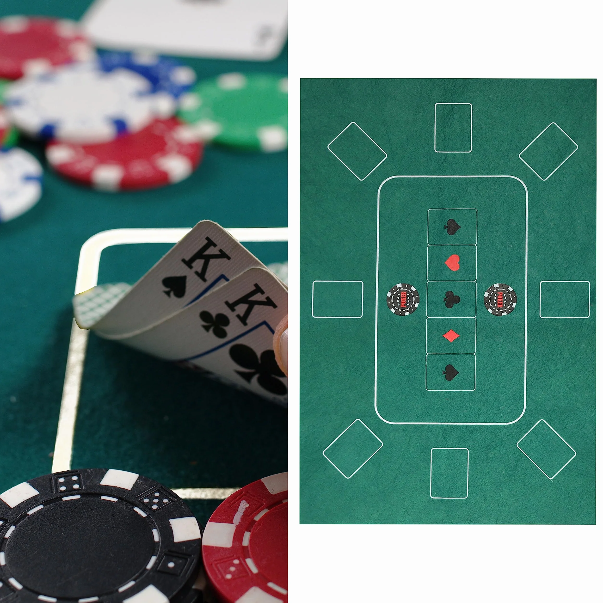 Cepewa Podkładka na stół pokerowa │ 60 x 90 cm 100% poliester filc zielony z nadrukiem │ składana mata do pokera