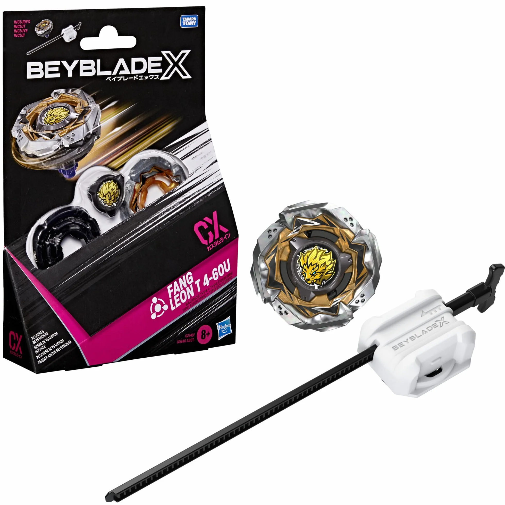 Pakiet startowy Beyblade X Fang Leon T 4-60U CX, bączek i wyrzutnia
