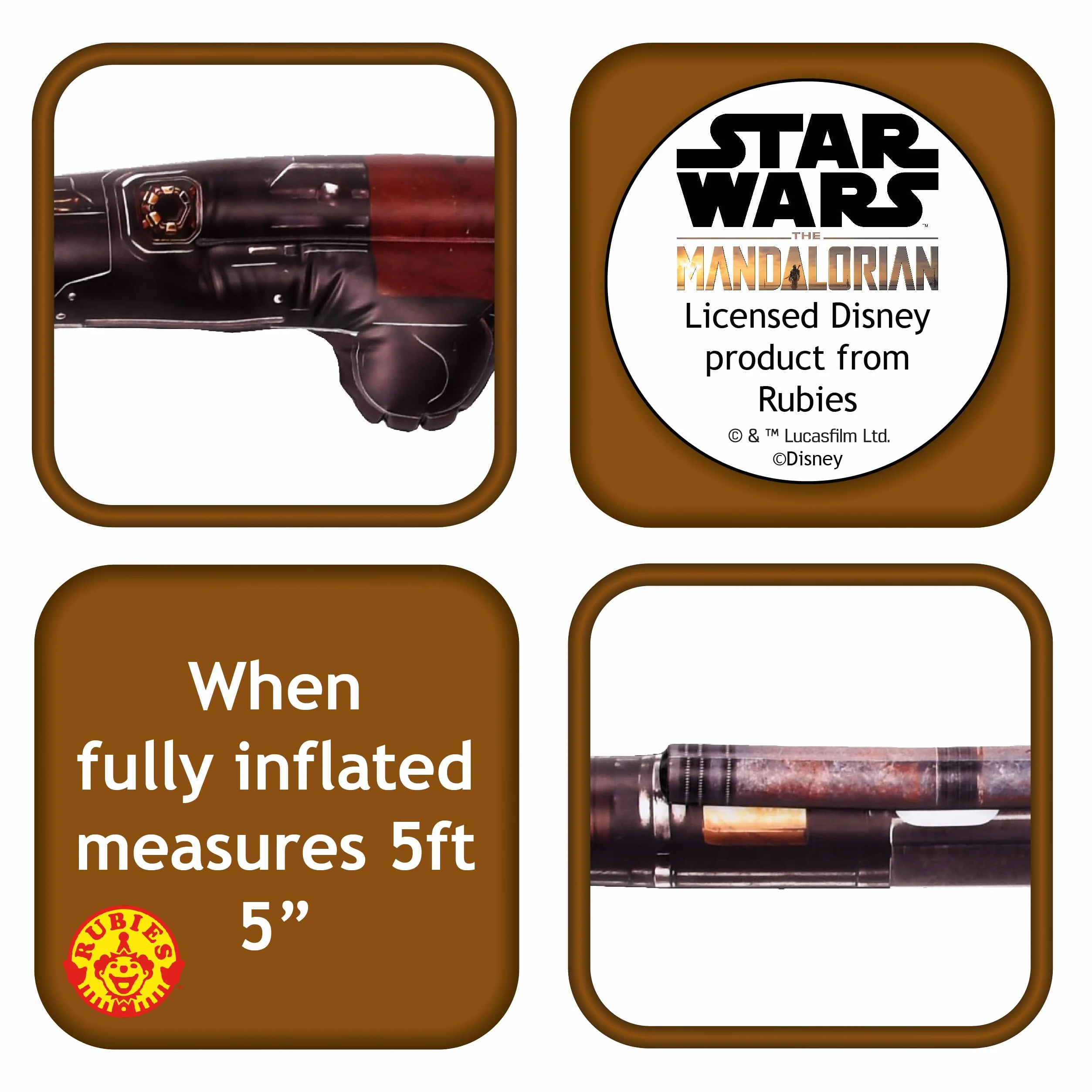 Rubies oficjalne Disney Star Wars, mandalorian Blaster duże nadmuchiwane, akcesoria kostiumowe